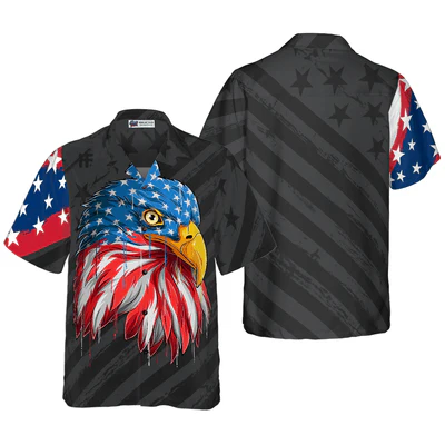 Eagle Hawaiian Shirt, American Flag Eagle Aloha Shirt For Men - Perfect Gift For Husband, Boyfriend, Friend, Family