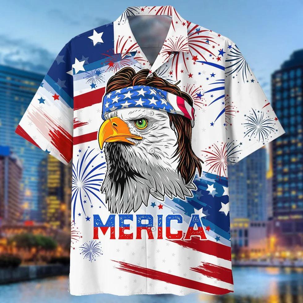 Eagle Merica Independence Day Aloha Hawaiian Shirts For Summer, American Patriotic Hawaiian Shirt For Men Women, Happy Fourth Of July Gift For Friend