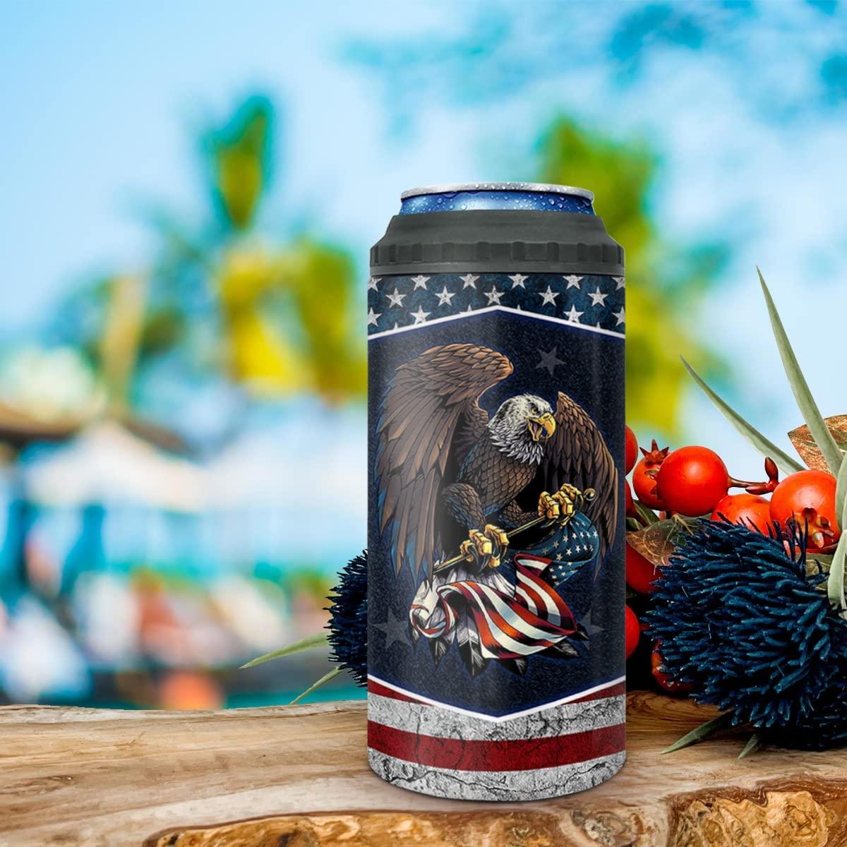 Eagle US Independence Day Can Cooler Tumbler, America USA American Flag Cooler Tumbler, 4th Of July Gifts For Men Women, Veteran Day, Patriot - Image 4