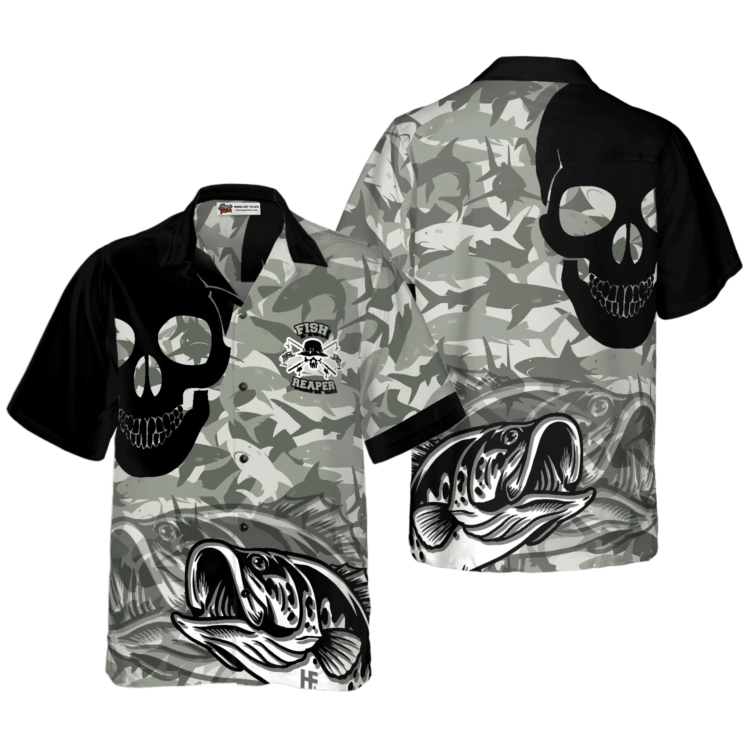 Eat Sleep Fishing Repeat Skull Camouflage Aloha Hawaiian Shirt For Summer, Colorful Shirt For Men Women, Perfect Gift For Friend, Team, Fishing Lovers