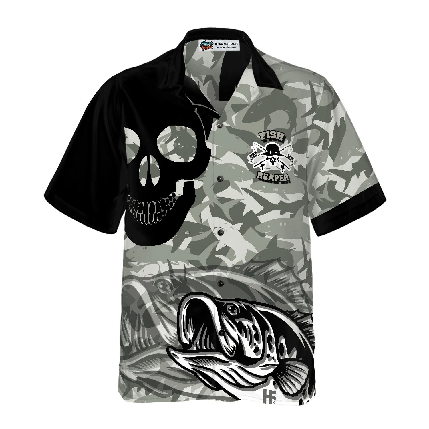 Eat Sleep Fishing Repeat Skull Camouflage Aloha Hawaiian Shirt For Summer, Colorful Shirt For Men Women, Perfect Gift For Friend, Team, Fishing Lovers - Image 3
