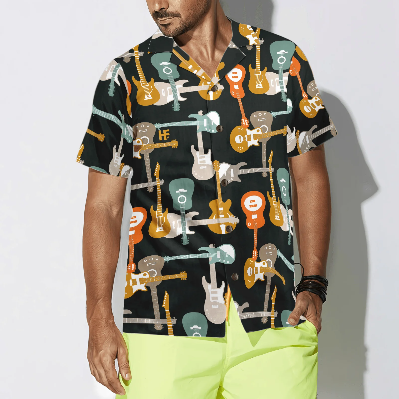 Electric Guitars Hawaiian Shirt, Colorful Summer Aloha Shirt For Men Women, Perfect Gift For Friend, Family, Music Lovers, Electric Guitar Lovers - Image 4
