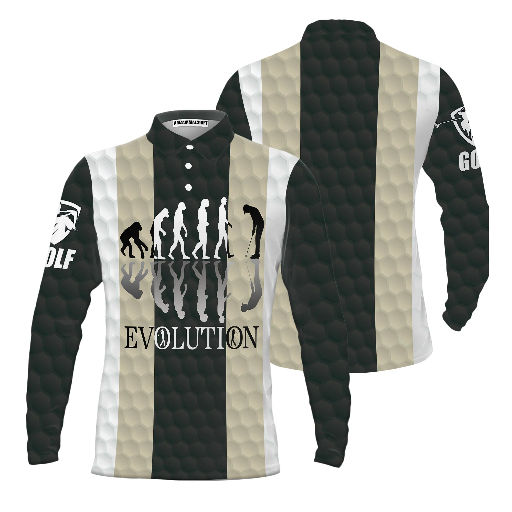 Elegant Men Golfer Evolution Golf Polo Shirt, Unique Golf Shirt For Men, Polo Shirt Gift For Men , Best Gift For Men Golfers - Image 3