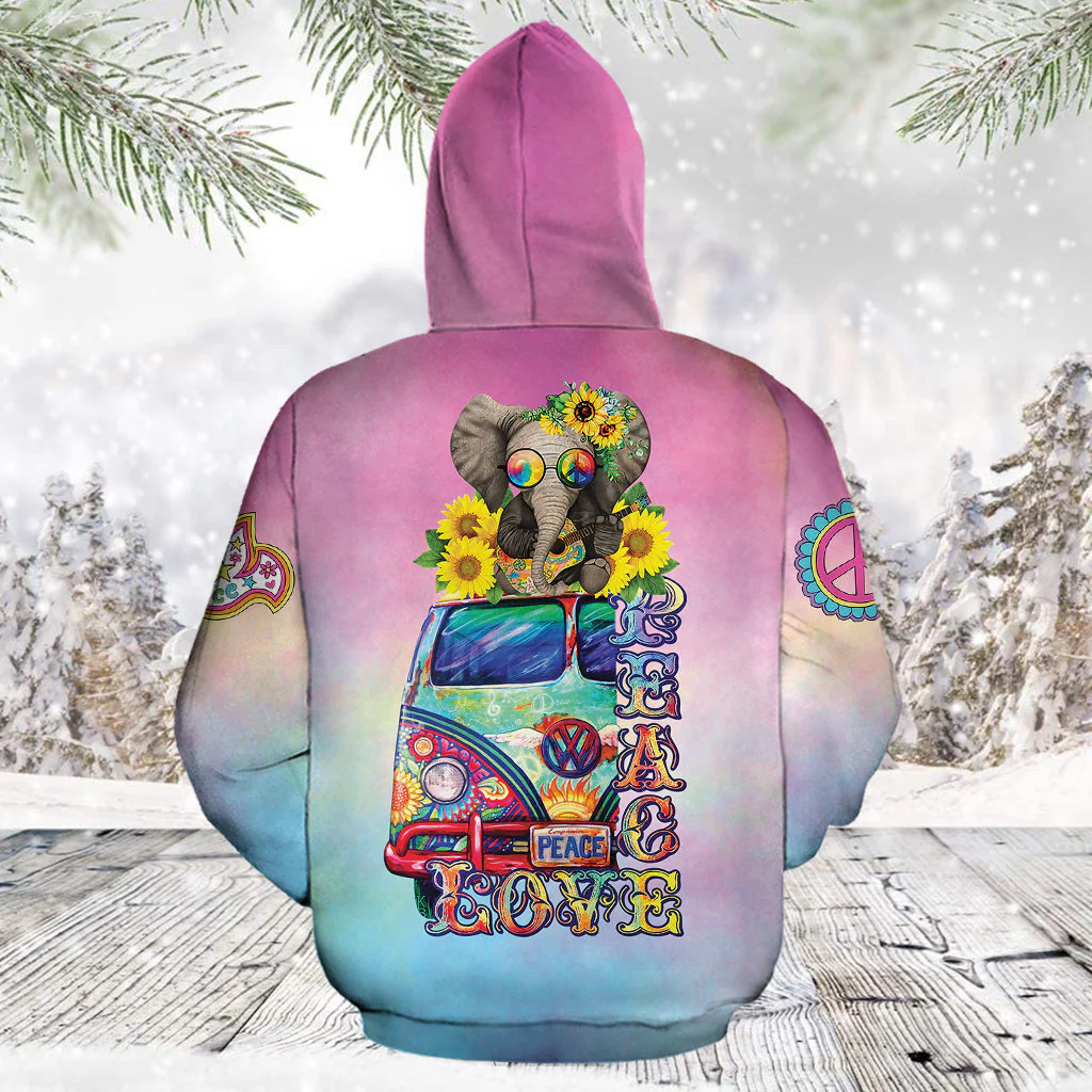 Elephant Hippie Pullover Premium Hoodie, Perfect Outfit For Men And Women On Christmas New Year Autumn Winter - Image 2