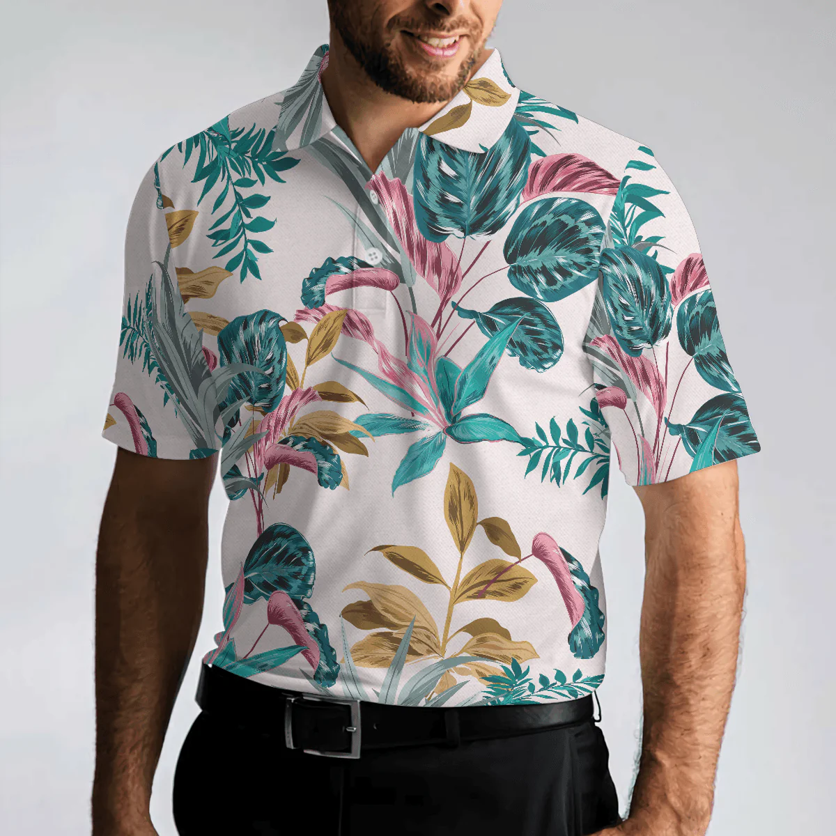 Exotic Tropical Plants Men Polo Shirt, Best Tropical Plant Polo Shirt For Adults, Tropical Themed Shirt - Image 4