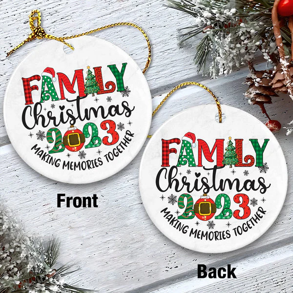 Family Ceramic Christmas Ornament - Family Christmas 2023 Making Memories Together Ceramic Ornament, Gift For Family, Holiday Decor - Image 2