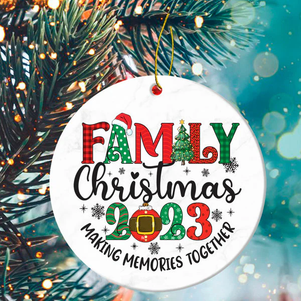 Family Ceramic Christmas Ornament - Family Christmas 2023 Making Memories Together Ceramic Ornament, Gift For Family, Holiday Decor - Image 3