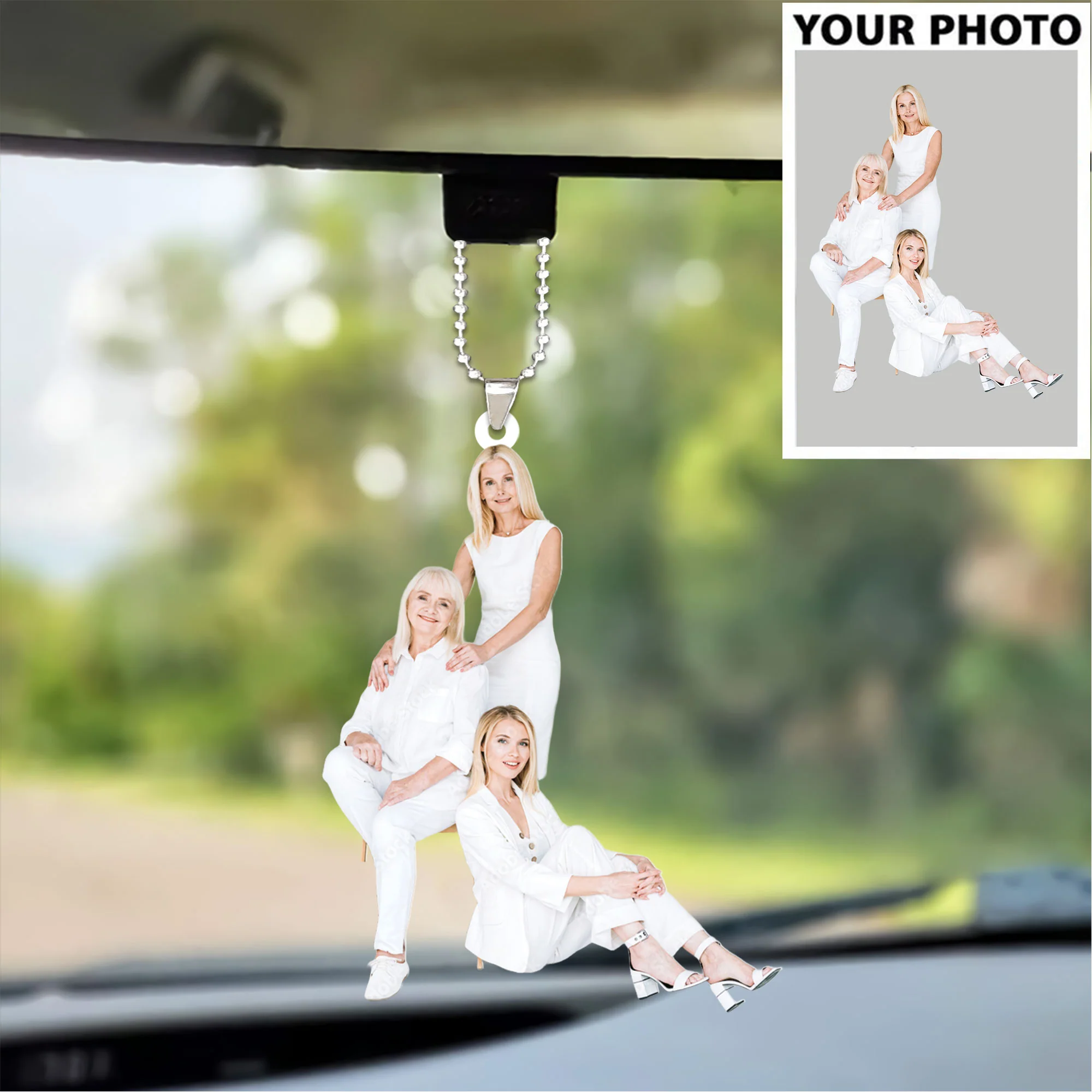 Family Cute Custom Photo Car Ornament, Custom Photo Shape Car Ornament - Christmas Gift For Family - Image 2