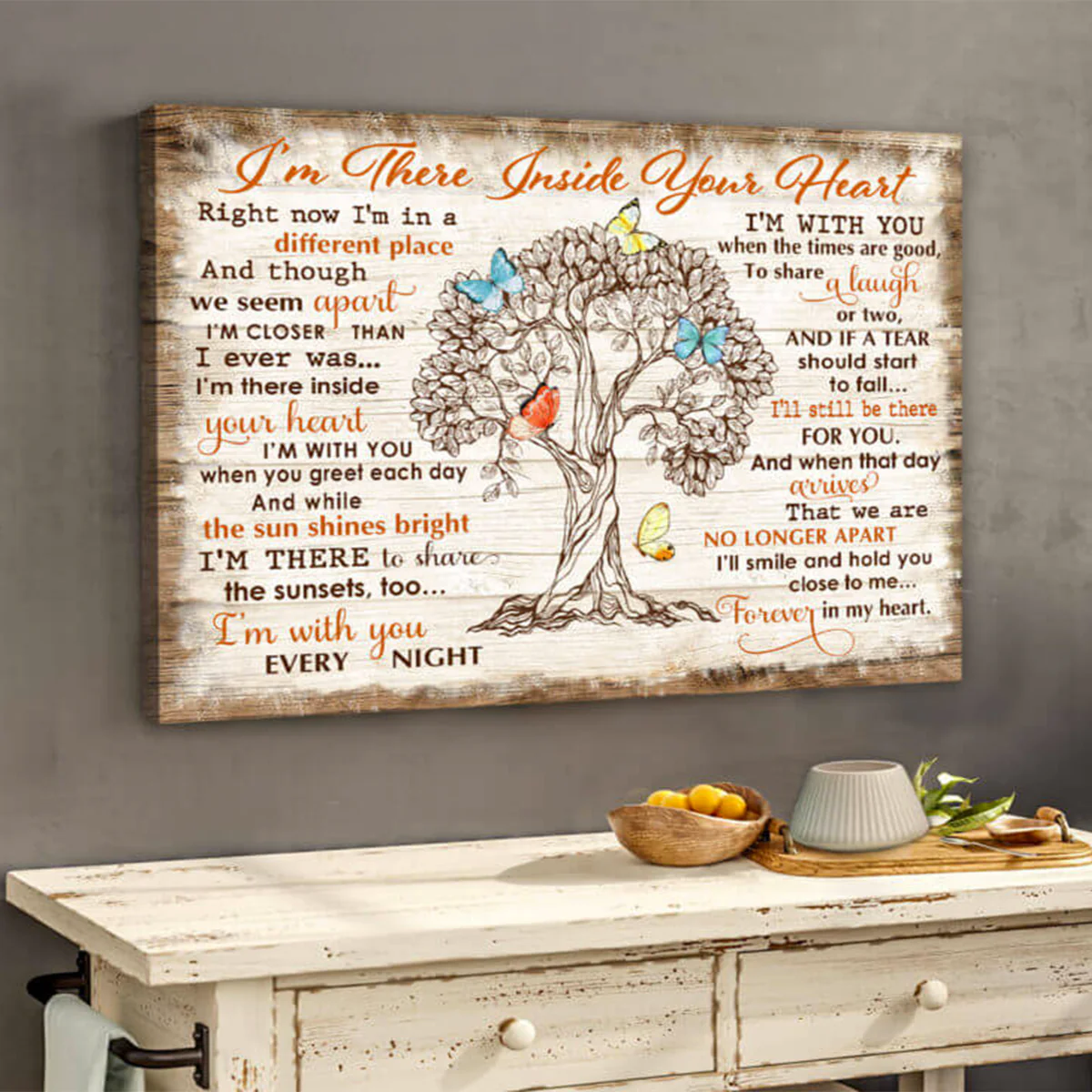Family Landscape Canvas, Butterfly Canvas, I’m there inside your heart Canvas, Perfect Gift For Friends, Family - Image 2