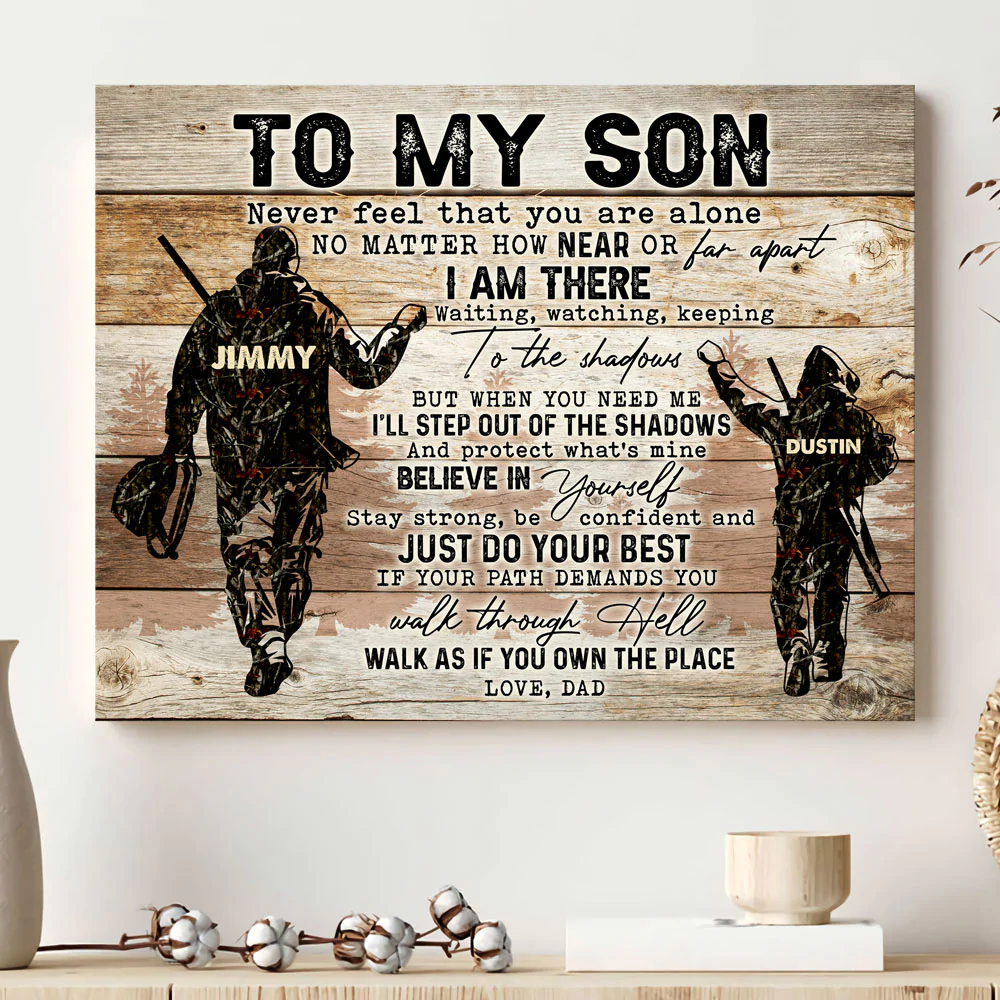 Family Landscape Canvas Custom Name - Personalized Hunting To My Son Canvas - Gift For Son From Dad - Image 4
