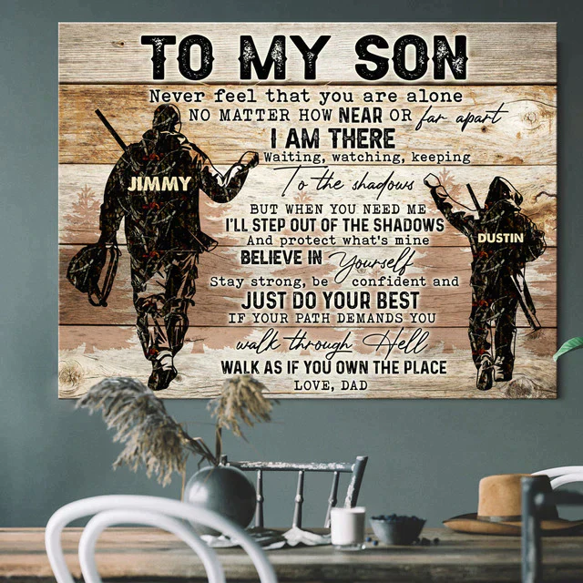 Family Landscape Canvas Custom Name - Personalized Hunting To My Son Canvas - Gift For Son From Dad - Image 6