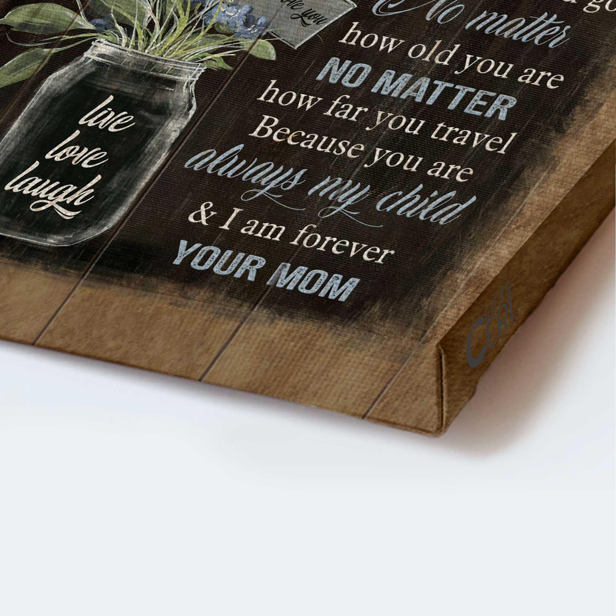 Family Landscape Canvas - Mom to daughter, Blue baby flower canvas - My love will follow you wherever you go Gift for Daughter - Family Portrait Canvas - Image 3