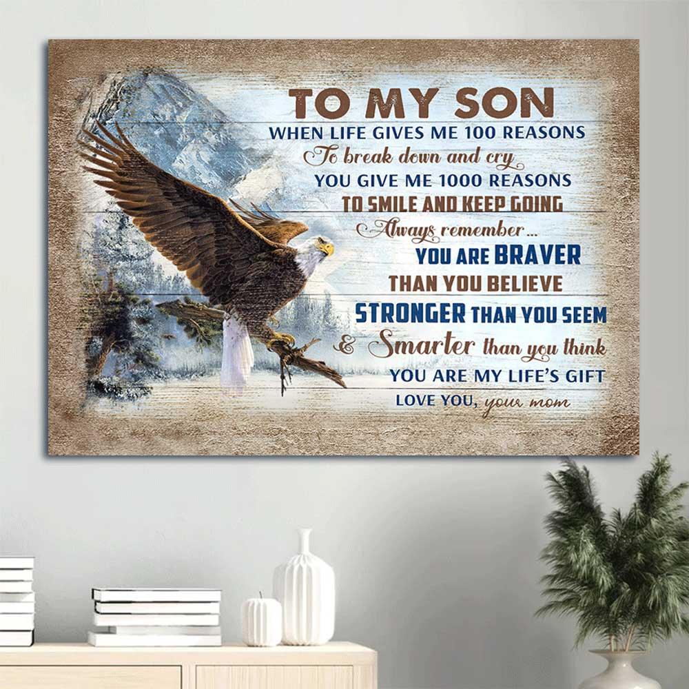 Family Landscape Canvas,Mom to son, Eagle, Snow mountain, You are my life's gift Gift to Son - Family Landscape Canvas Prints, Wall Art - Image 5