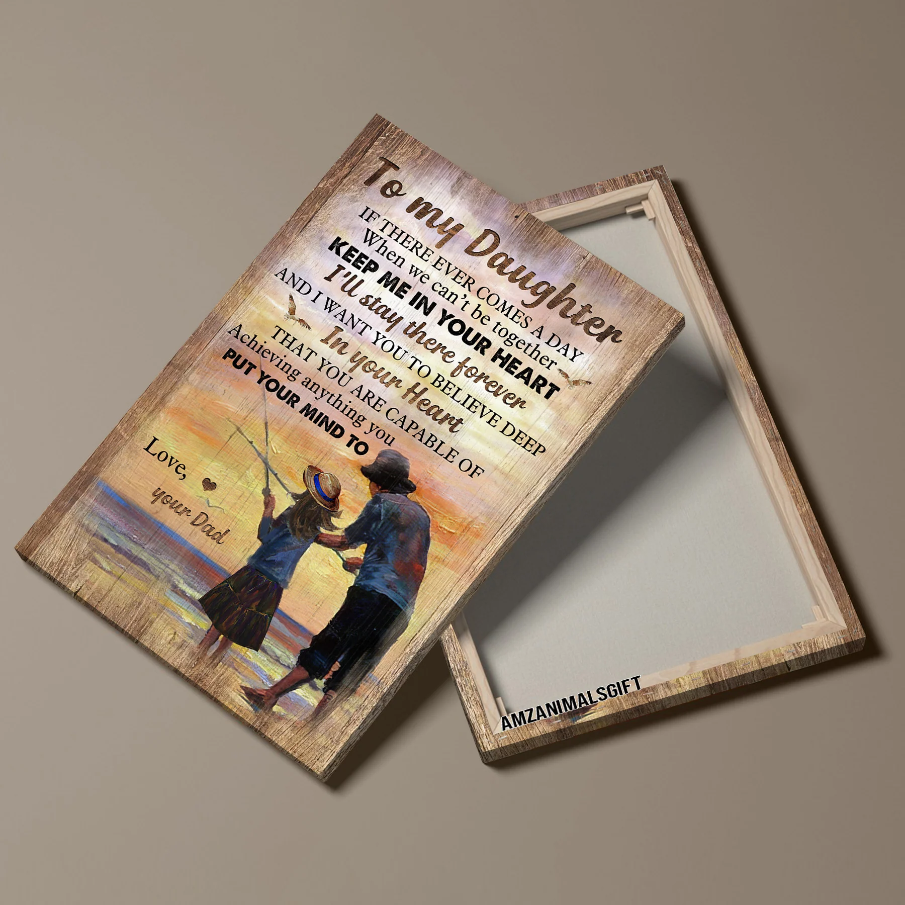Family Premium Wrapped Portrait Canvas - Dad To Daughter, Fishing, Beach, You Are Capable Of Achieving Anything - Gift For Members Family - Image 3