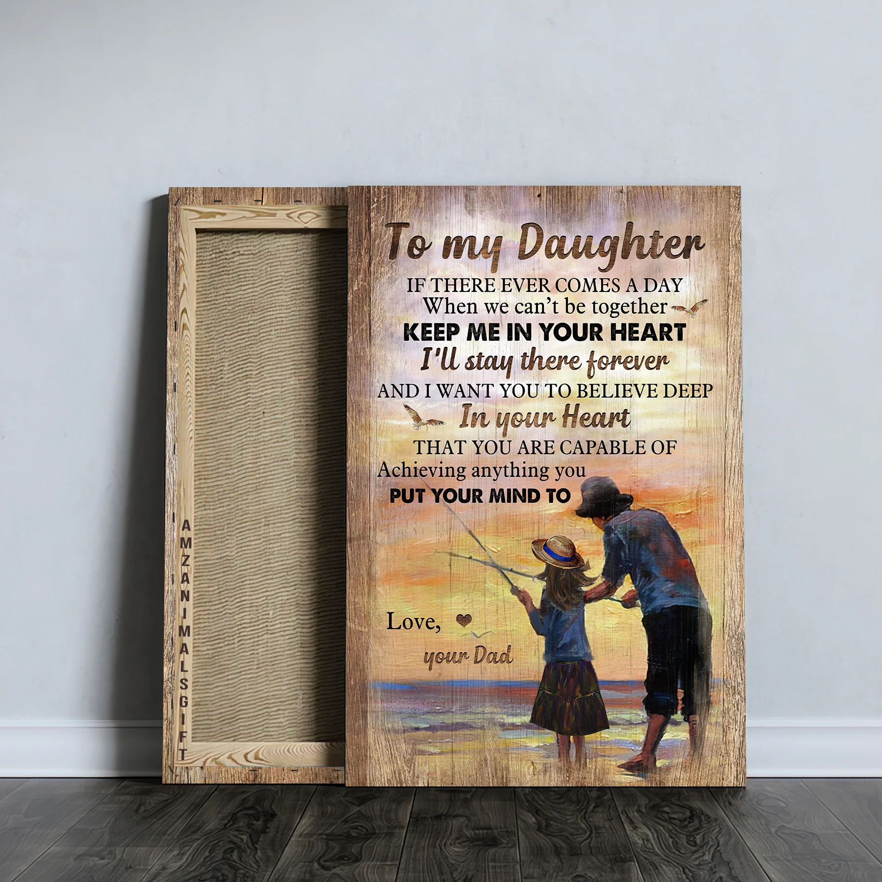 Family Premium Wrapped Portrait Canvas - Dad To Daughter, Fishing, Beach, You Are Capable Of Achieving Anything - Gift For Members Family - Image 4