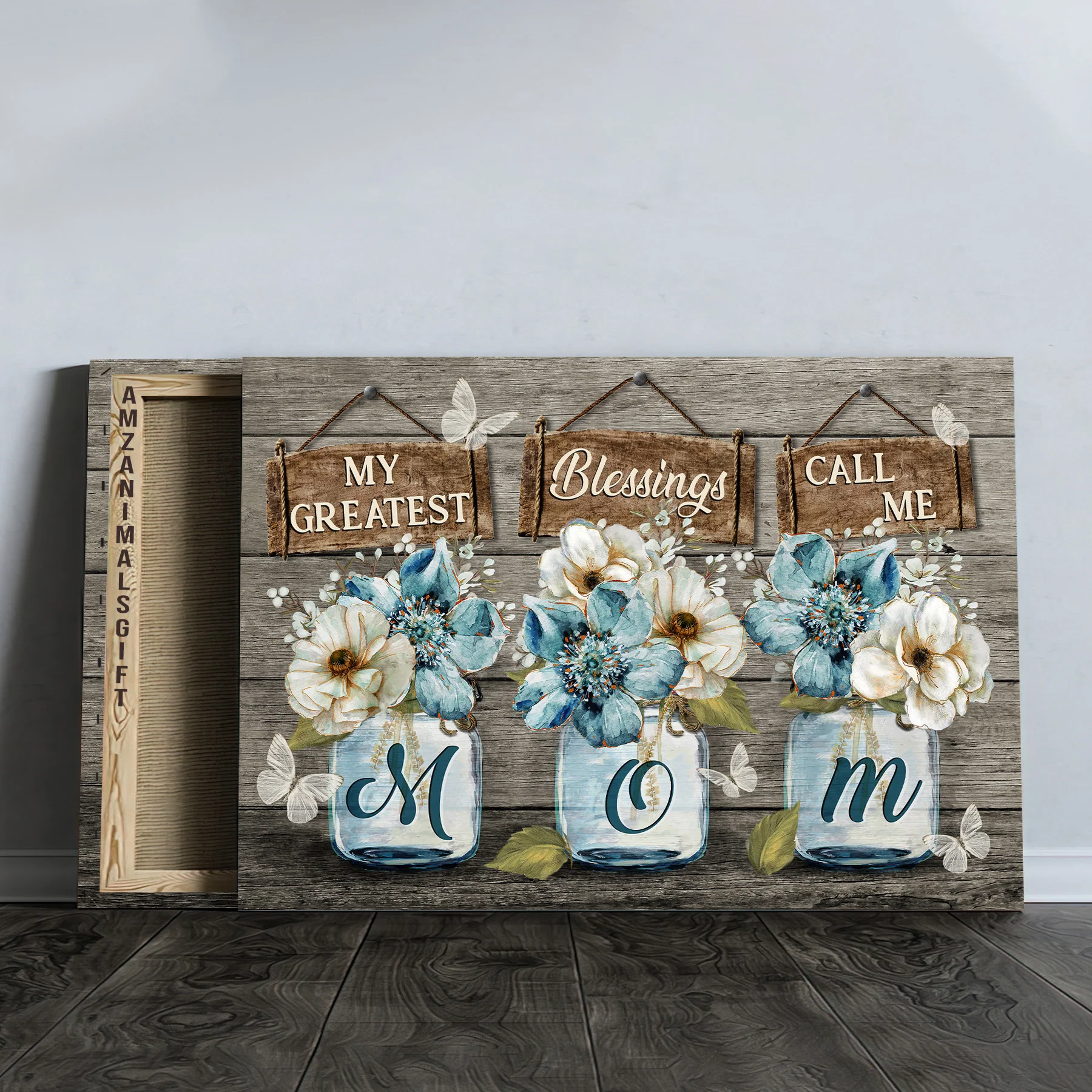 Family Premium Wrapped Landscape Canvas - Beautiful Flower, Crystal Butterfly, My Greatest Blessings Call Me Mom - Perfect Gift For Mom, Mother's Day - Image 3