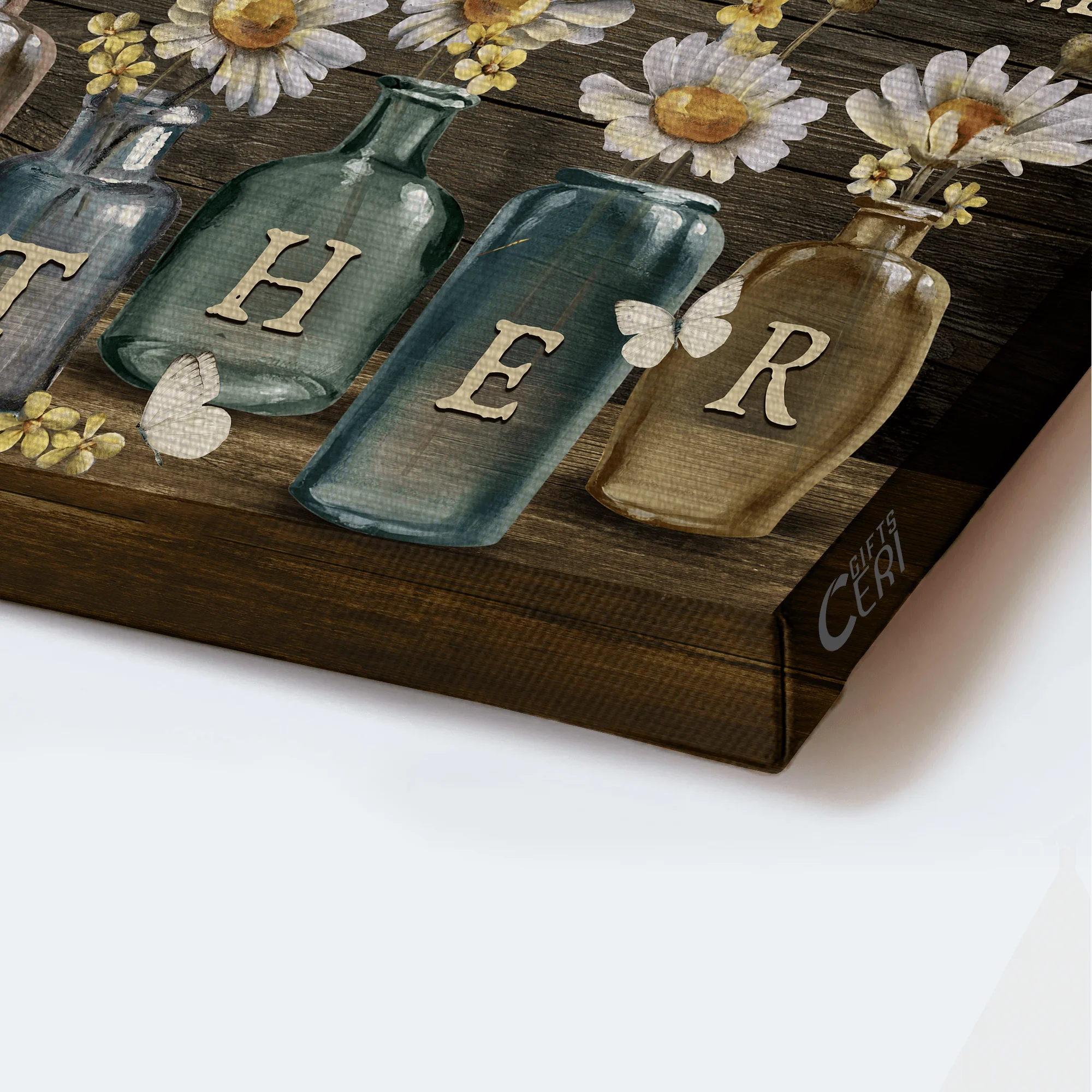 Family Premium Wrapped Landscape Canvas - Lovely Daisy Vase, White Butterfly, Happy Family, My Greatest Blessings Call Me Mother - Gift For Mother - Image 3
