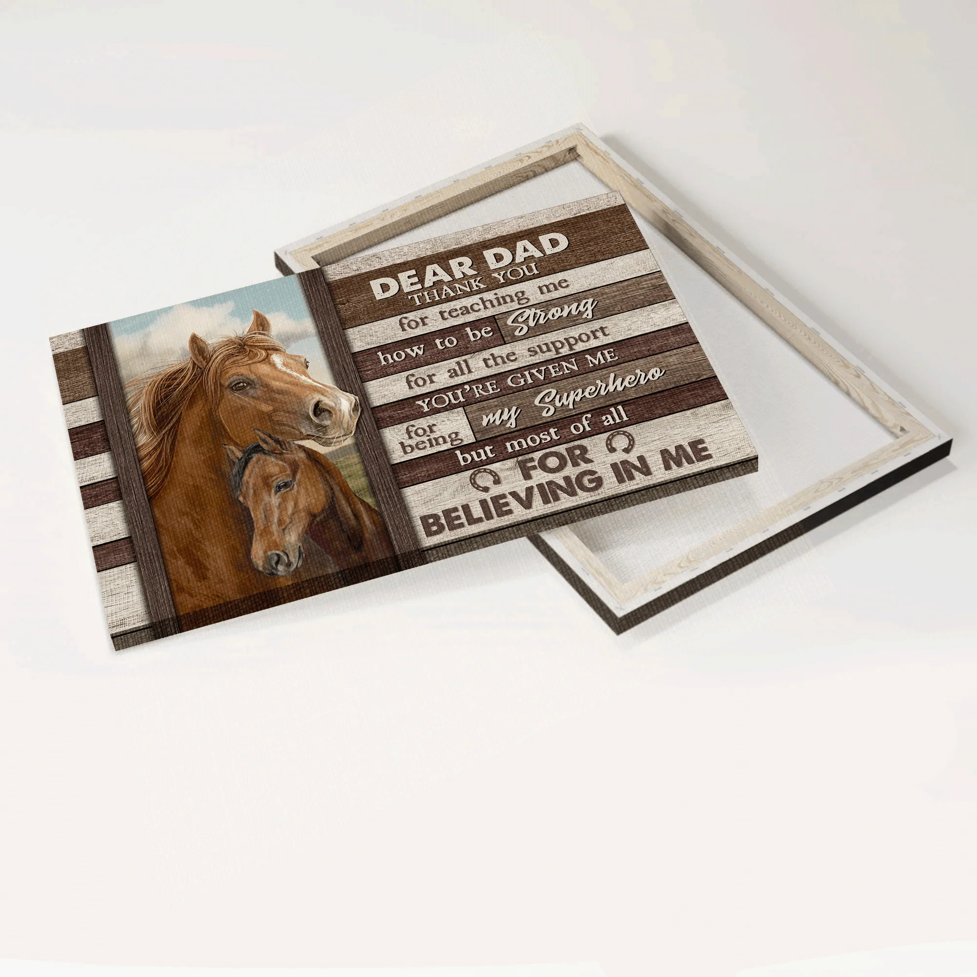 Family Premium Wrapped Landscape Canvas - Son To Dad, Brown Horses, Thank You For Teaching Me - Perfect Gift For Dad, Father's Day Gifts - Image 4