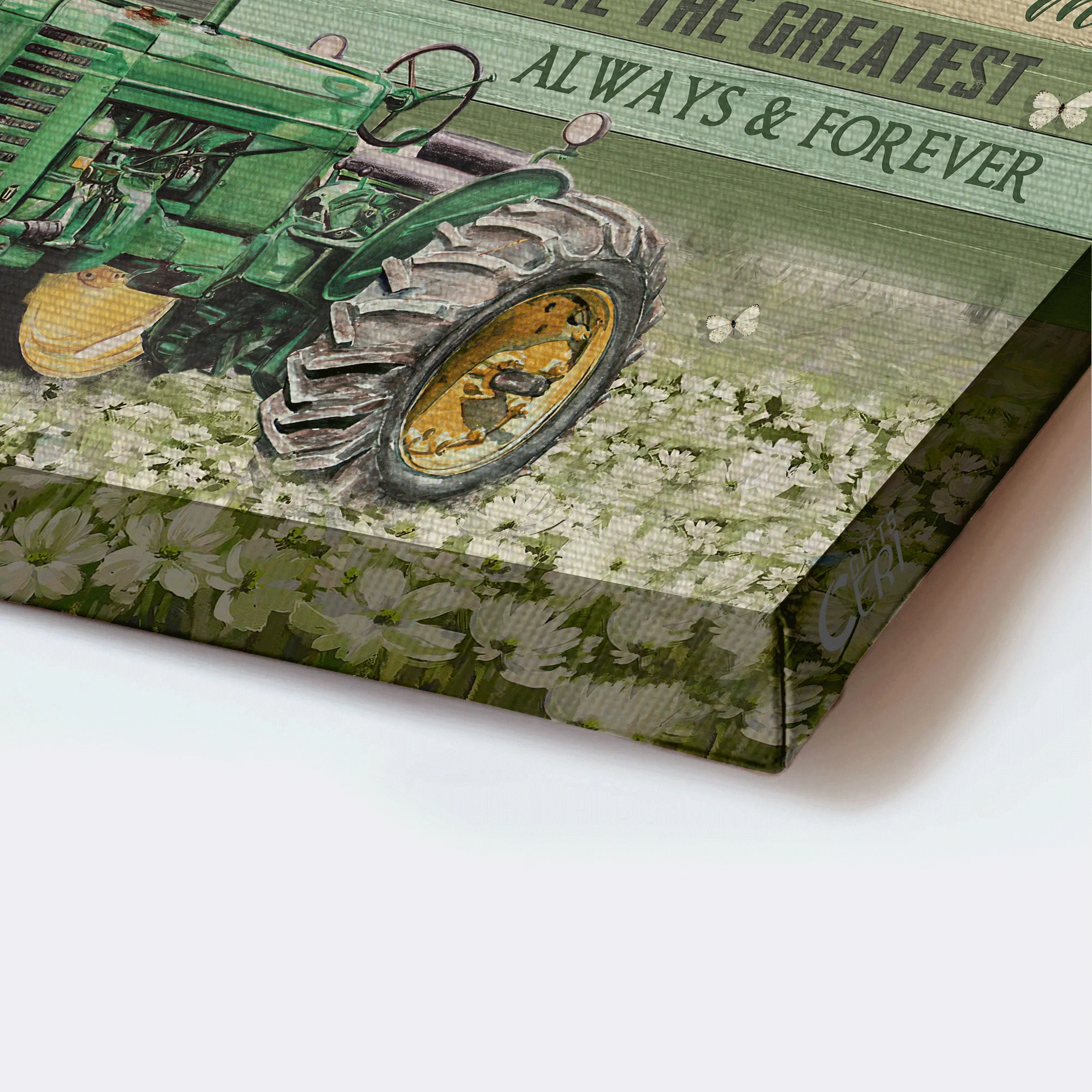Family Premium Wrapped Landscape Canvas - Son To Dad, Old Tractor, White Flower Field, I Love You Always And Forever - Gift For Dad, Father's Day Gift - Image 3