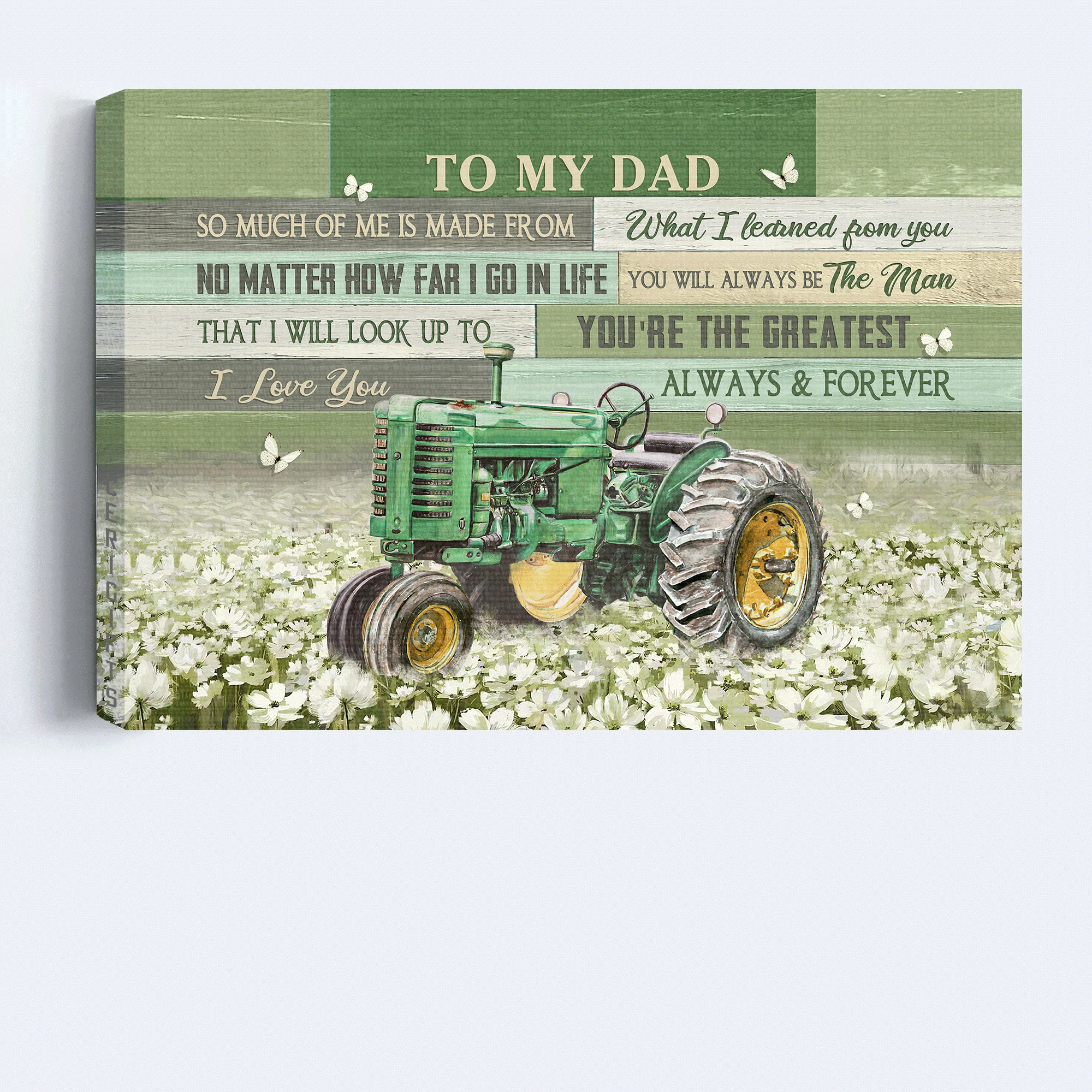 Family Premium Wrapped Landscape Canvas - Son To Dad, Old Tractor, White Flower Field, I Love You Always And Forever - Gift For Dad, Father's Day Gift - Image 4