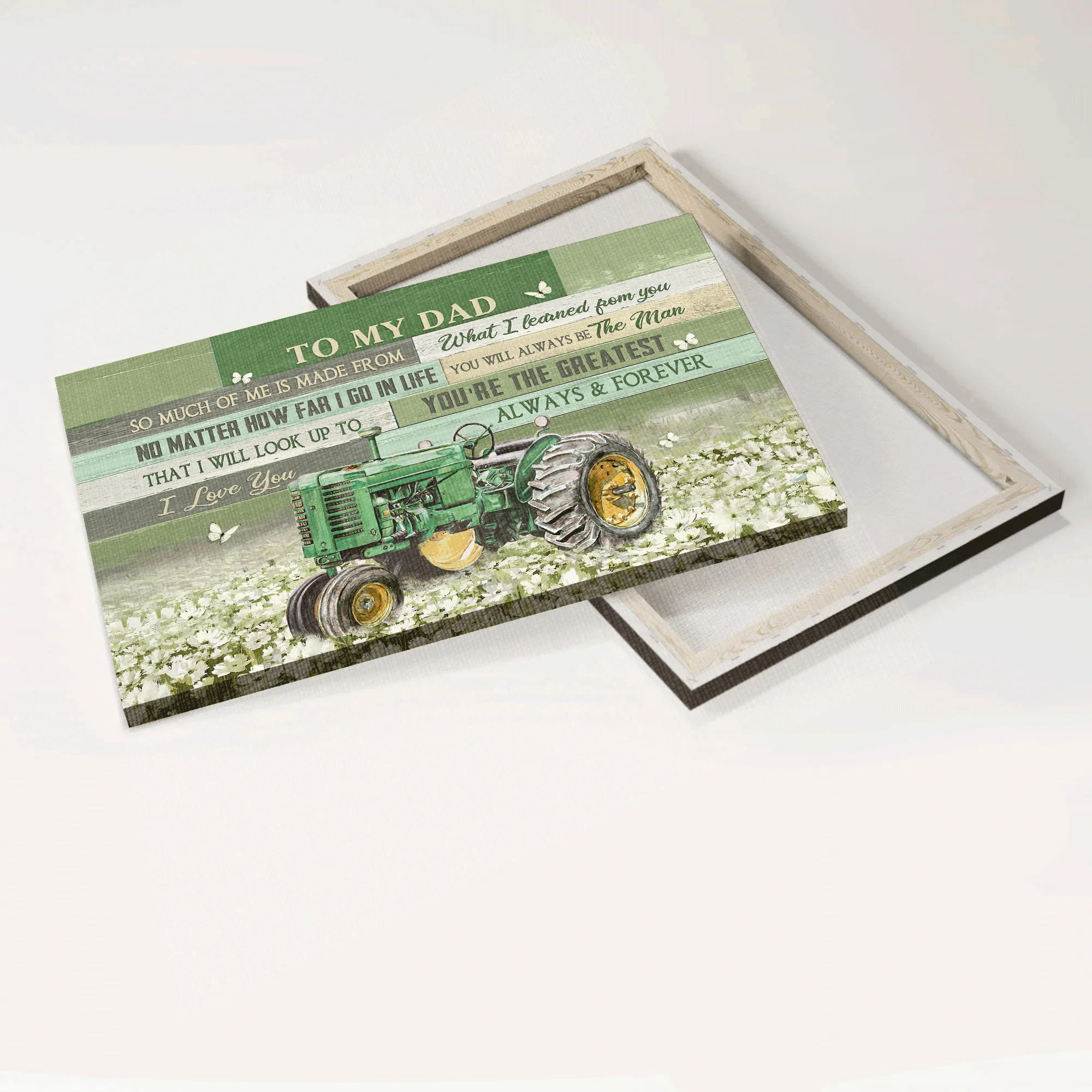 Family Premium Wrapped Landscape Canvas - Son To Dad, Old Tractor, White Flower Field, I Love You Always And Forever - Gift For Dad, Father's Day Gift - Image 5