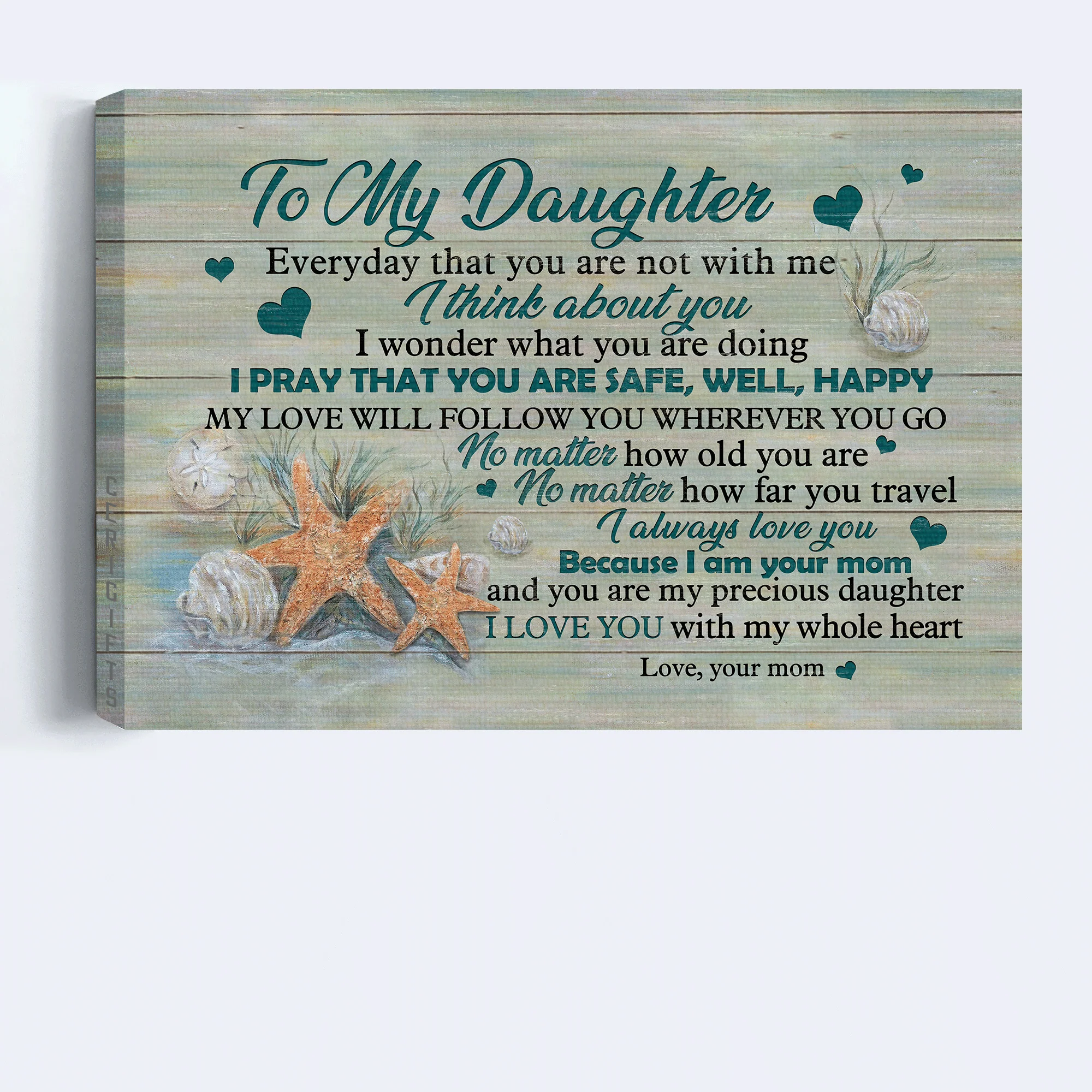 Family Premium Wrapped Landscape Canvas - To My Daughter, Starfish, I Pray That You Are Safe, Well, Happy - Perfect Gift For Daughter