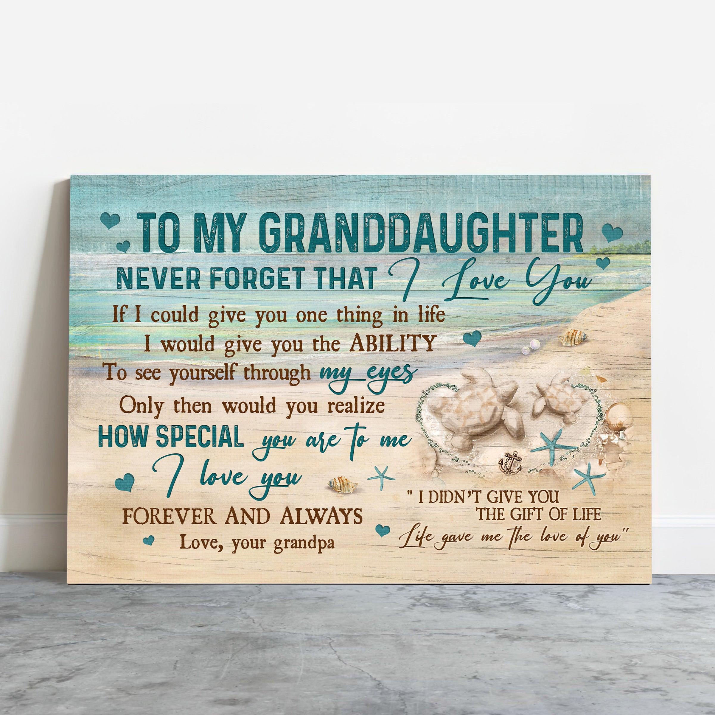 Family Premium Wrapped Landscape Canvas - To My Granddaughter,  Sand turtle, Life Gave Me The Love Of You - Perfect Gift For Granddaughter - Image 2