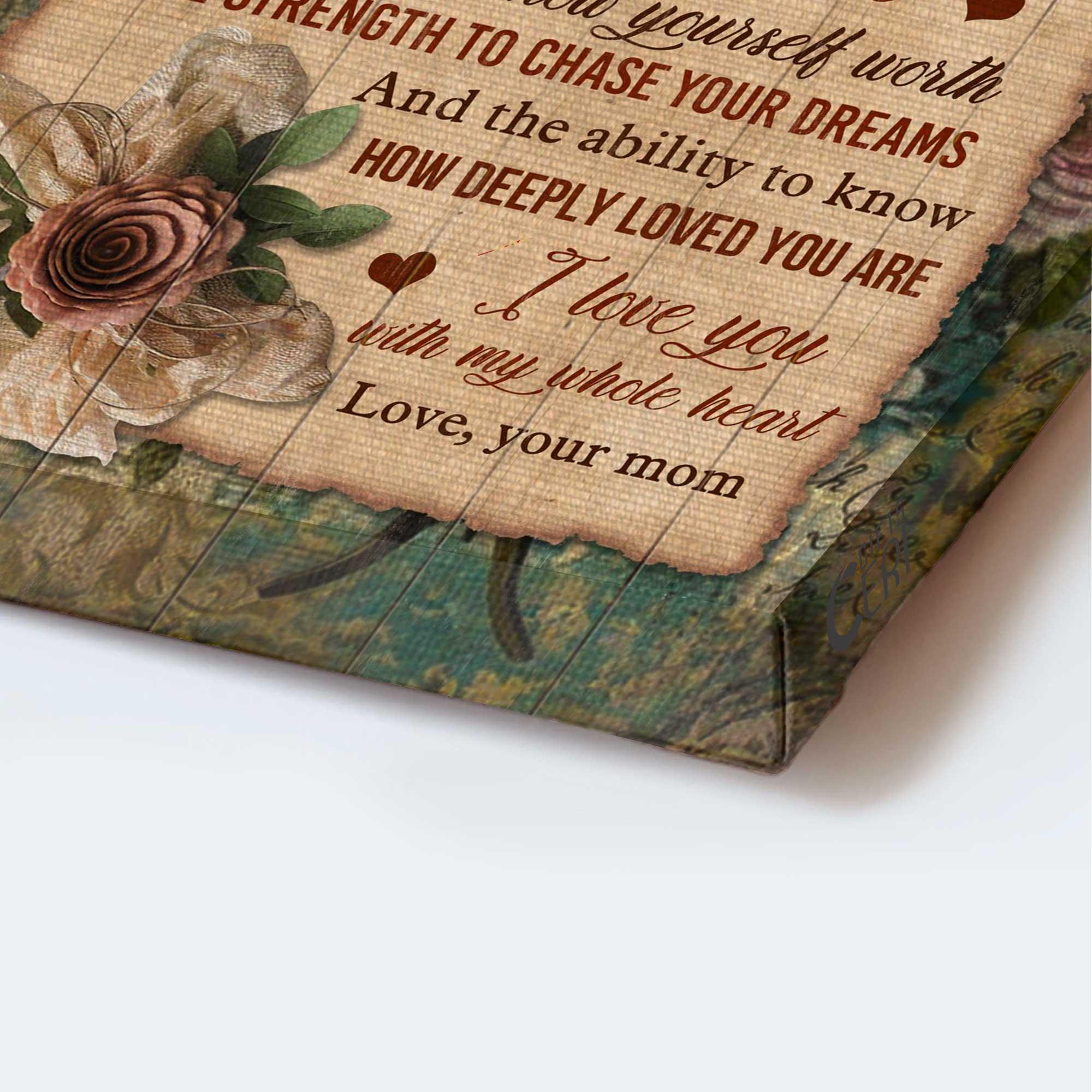 Family Premium Wrapped Portrait Canvas - To My Daughter, Rose, Vintage Painting, I Love You With My Whole Heart - Perfect Gift For Daughter - Image 3