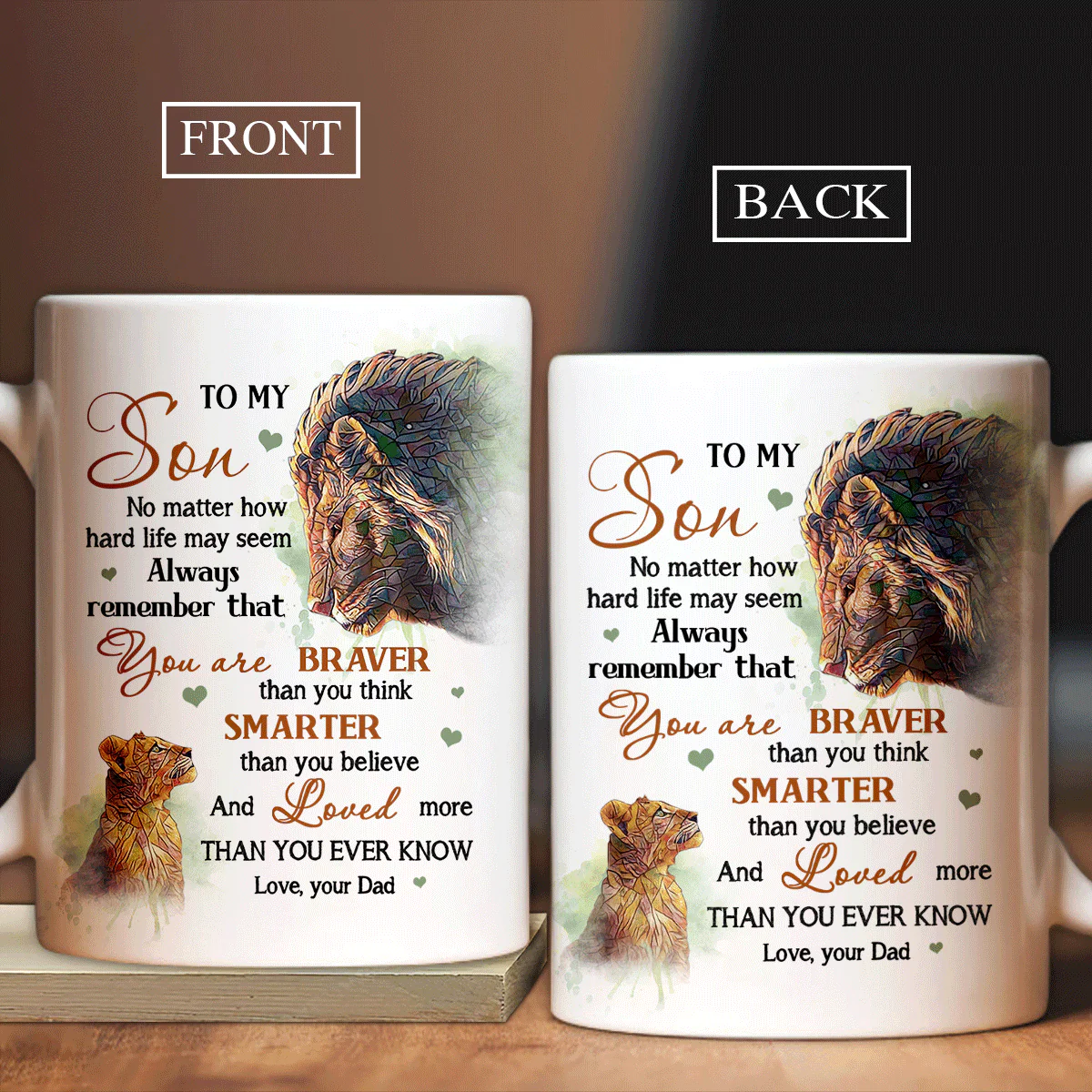 Family White Mug, Son And Dad Mug - Lion King And His Cub Mug, You Are Loved More Than You Ever Know Mug - Gifts For Son From Dad
