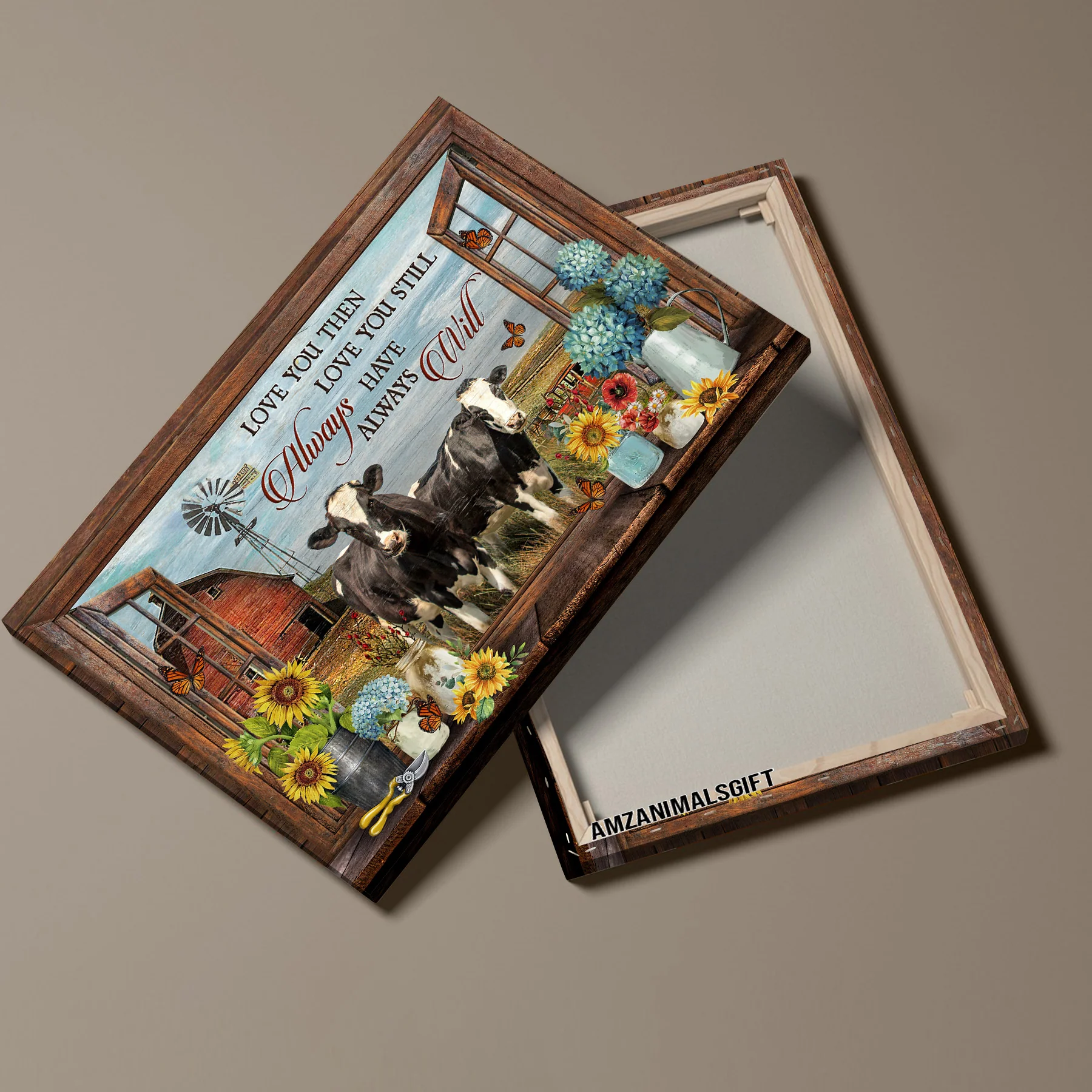 Farm Premium Wrapped Landscape Canvas - Dairy Cow, Peace Farm, Flower Vase, Love You Then Love You Still - Gift For Farmers, Farm Lovers - Image 3