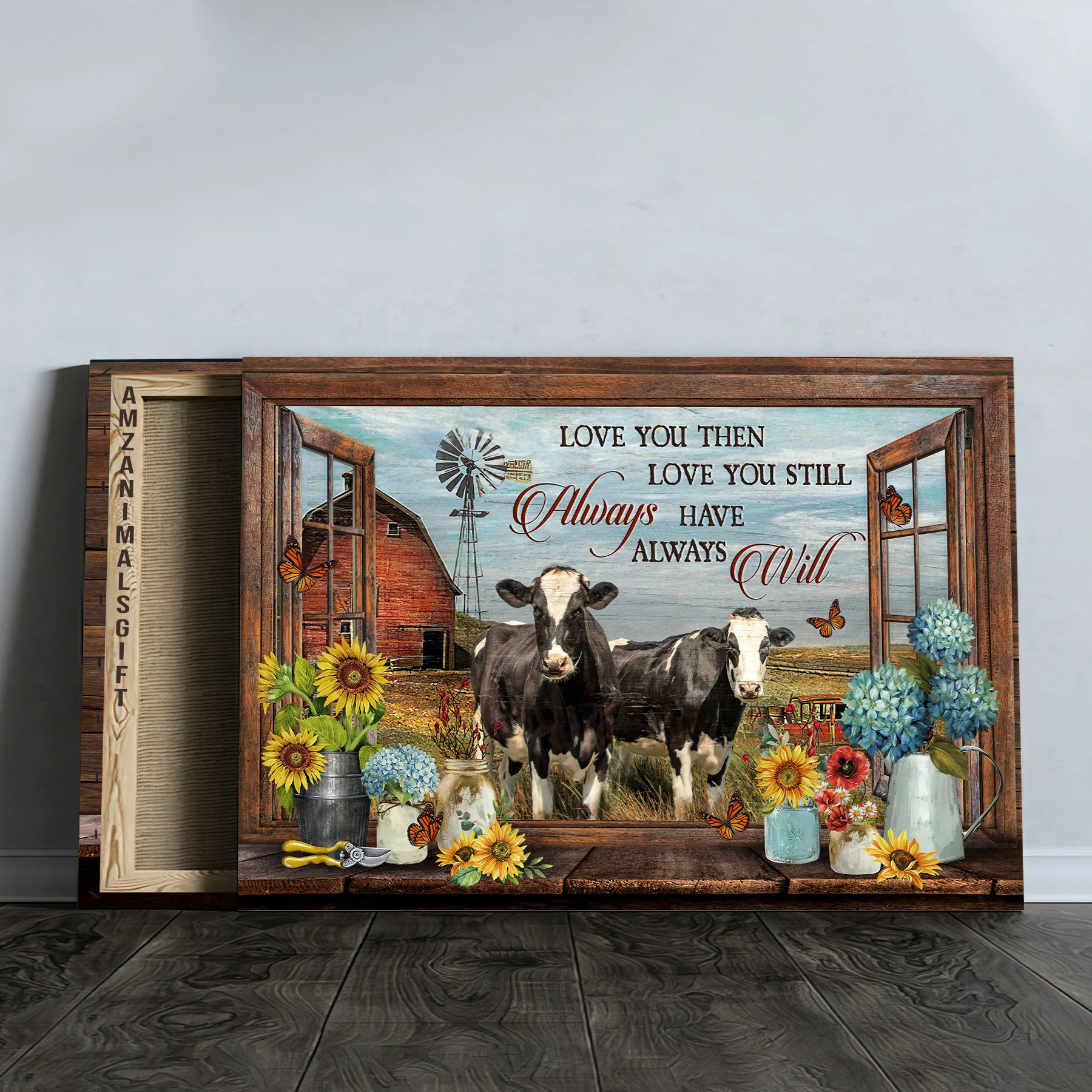 Farm Premium Wrapped Landscape Canvas - Dairy Cow, Peace Farm, Flower Vase, Love You Then Love You Still - Gift For Farmers, Farm Lovers - Image 4