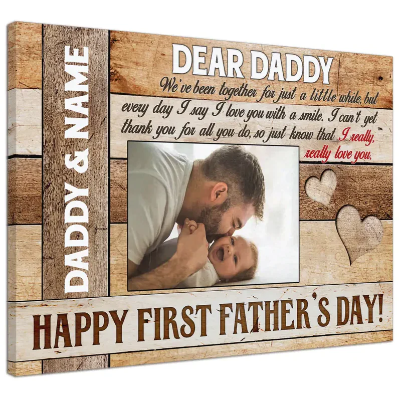 Father's Day Landscape Canvas Customized Name And Photo - Personalized Daddy Canvas Happy First Father's Day - Gift For Dad, Father's Day Gifts - Image 3