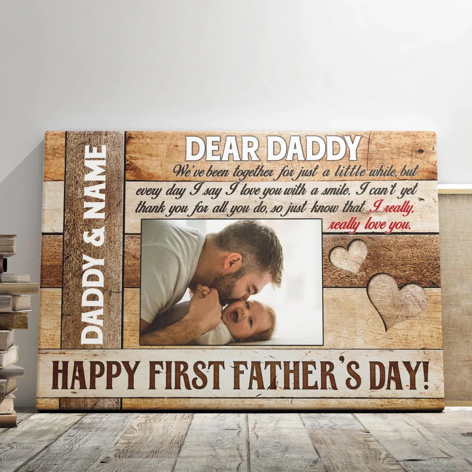 Father's Day Landscape Canvas Customized Name And Photo - Personalized Daddy Canvas Happy First Father's Day - Gift For Dad, Father's Day Gifts - Image 4
