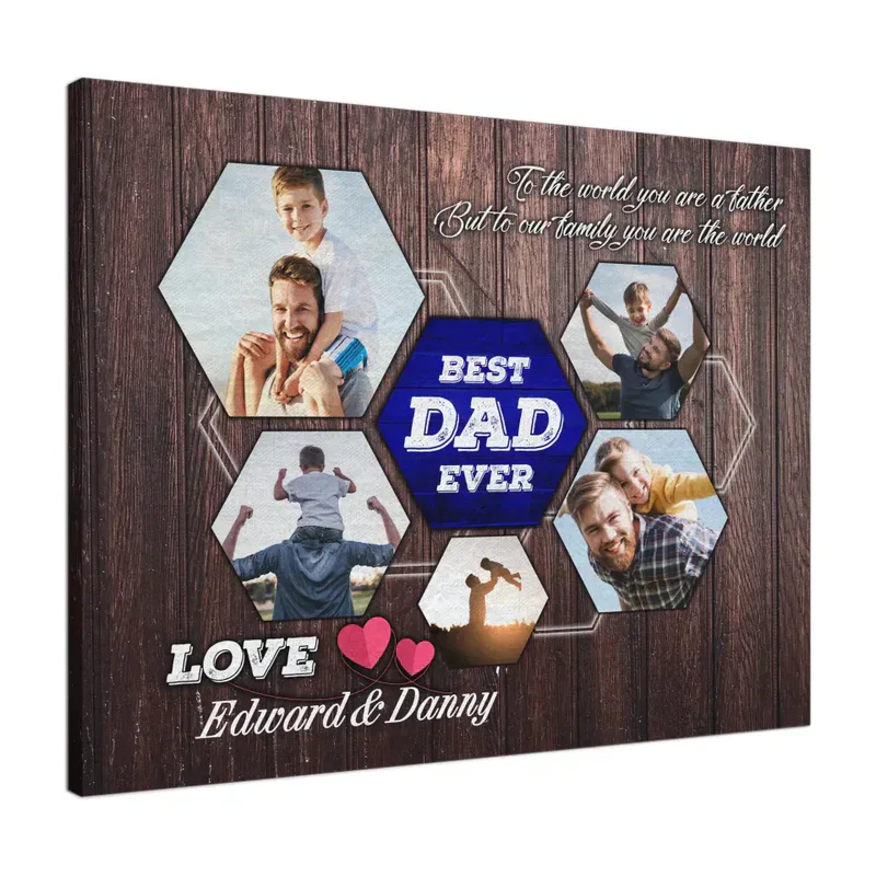 Father's Day Landscape Canvas Customized Photo - Personalized Best Dad Ever Canvas, Dad Gift Canvas  - Gift For Dad, Father's Day Gifts - Image 3
