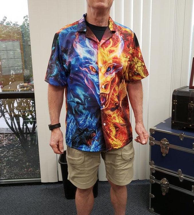 Fire And Ice Dragon Aloha Hawaiian Shirt For Summer, Dragon Love Life Amazing Style Hawaiian Shirts Outfit For Men Women, Dragon Lovers - Image 3