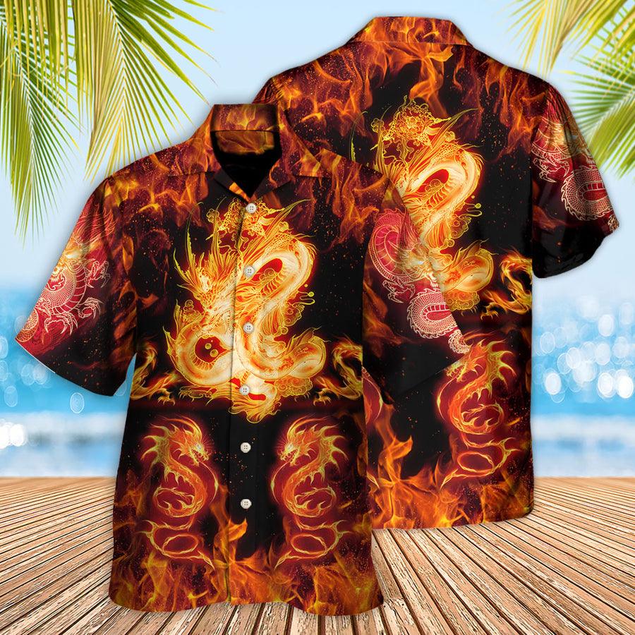 Fire Dragon Aloha Hawaiian Shirt For Summer, Dragon And Fireball Madness Hawaiian Shirts Outfit For Men Women, Dragon Lovers - Image 2