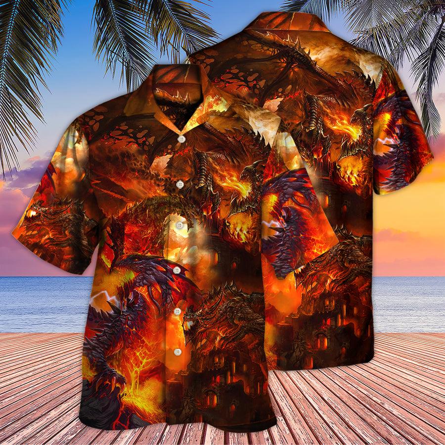 Fire Dragon Aloha Hawaiian Shirt For Summer, Dragon Red Style Hawaiian Shirts Outfit For Men Women, Dragon Lovers - Image 2