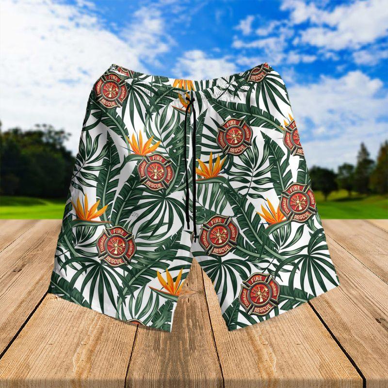 Firefighter Aloha Hawaiian Shirts For Summer, Fire Logo Tropical Hawaiian Shirt For Men Women, Beach Wear Gift For Firefighter, Friend, Family - Image 3
