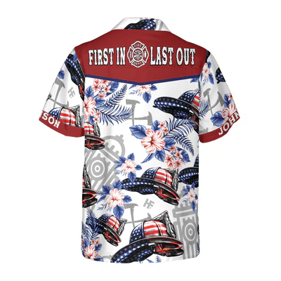 Firefighter Custom Name Hawaiian Shirt, Personalized Name Texas Bluebonnet Firefighter Aloha Shirt - Perfect Gift For Firefighter, Friend, Family - Image 3