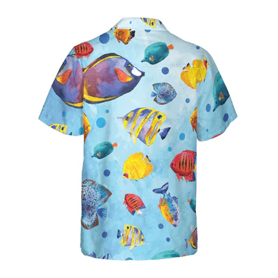 Fish Hawaiian Shirt, Fish Water Color Pattern Aloha Shirt For Men - Perfect Gift For Men, Husband, Boyfriend, Friend, Family - Image 3