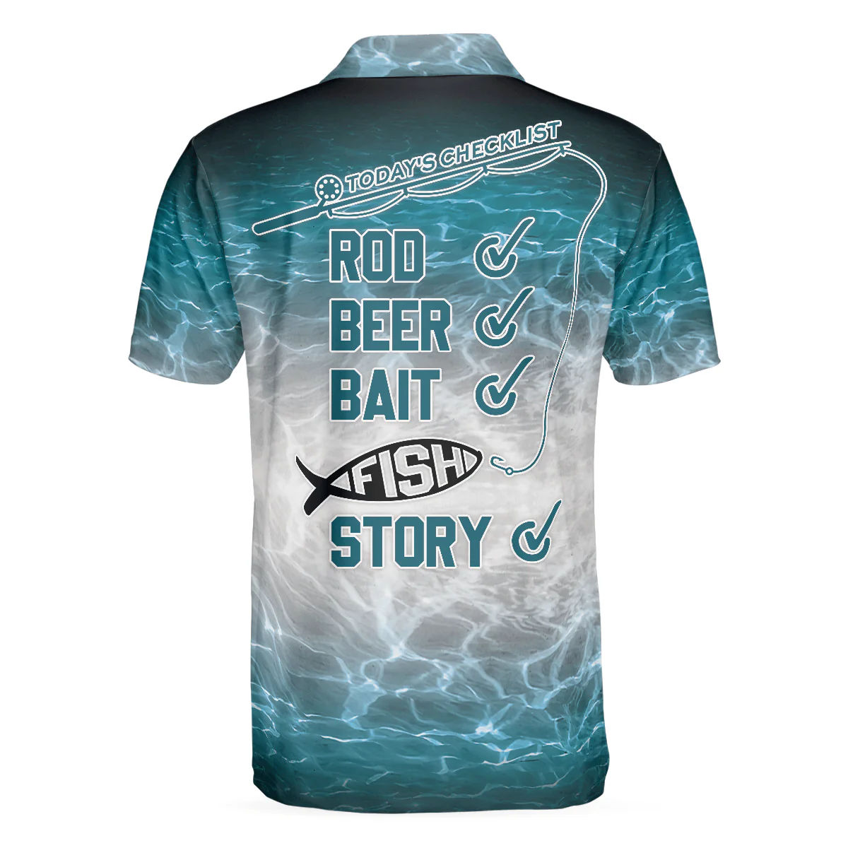 Fishing Men Polo Shirt, Blue Ocean, Fishing Checklist Rod Beer Bait Fish Story Shirt For Men - Best Gift For Fishing Lovers, Fisherman - Image 2
