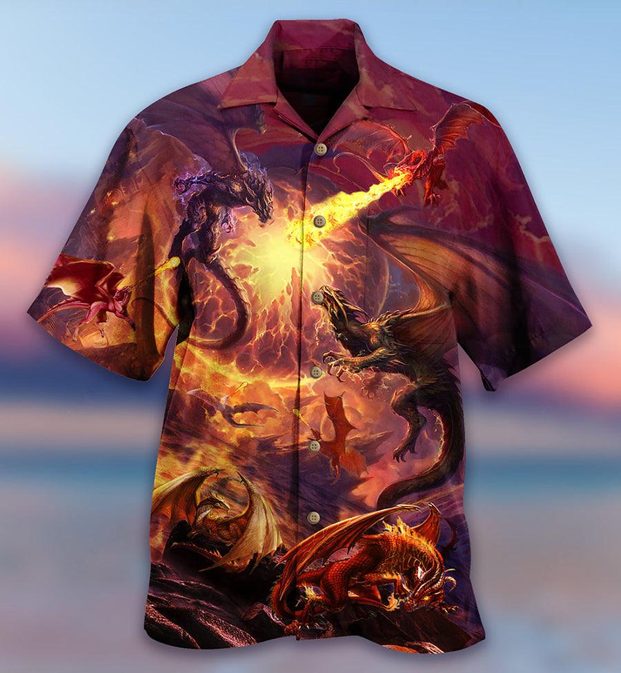 Flame Dragon Aloha Hawaiian Shirt For Summer, Dragon The War Never Ends Hawaiian Shirts Outfit For Men Women, Dragon Lovers