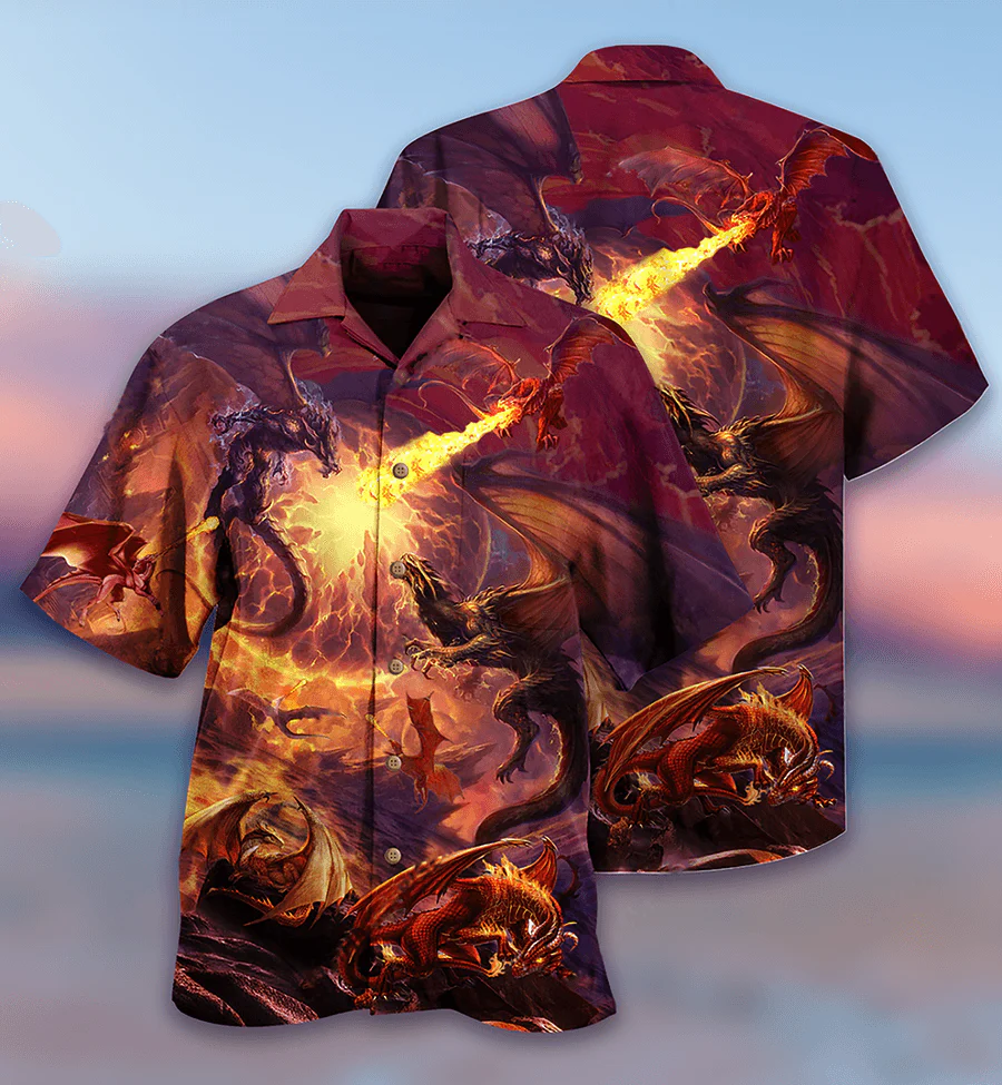 Flame Dragon Aloha Hawaiian Shirt For Summer, Dragon The War Never Ends Hawaiian Shirts Outfit For Men Women, Dragon Lovers - Image 2
