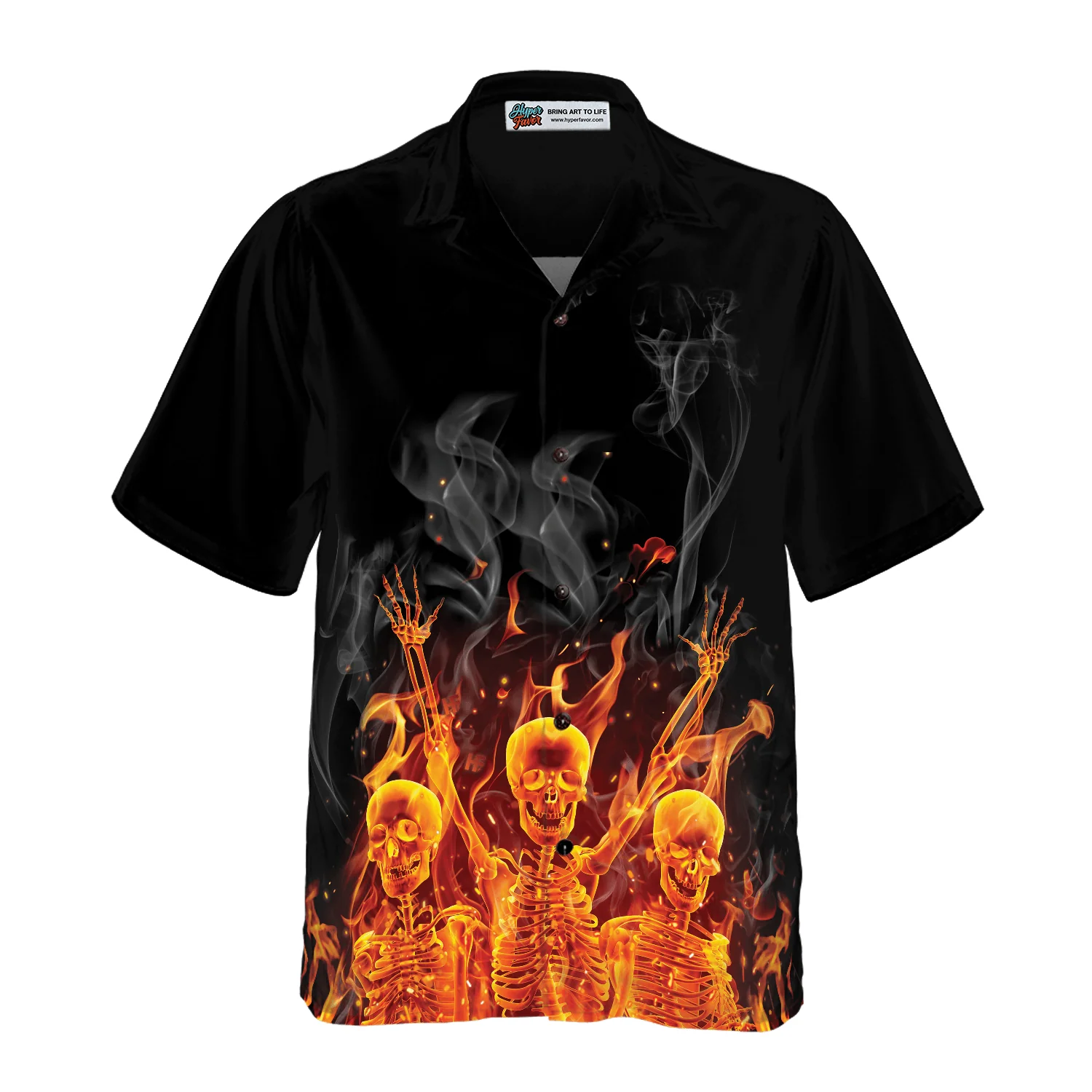 Flame Fire Skeletons Night Party Aloha Hawaiian Shirt For Summer, Colorful Shirt For Men Women, Perfect Gift For Friend, Team, Family - Image 3