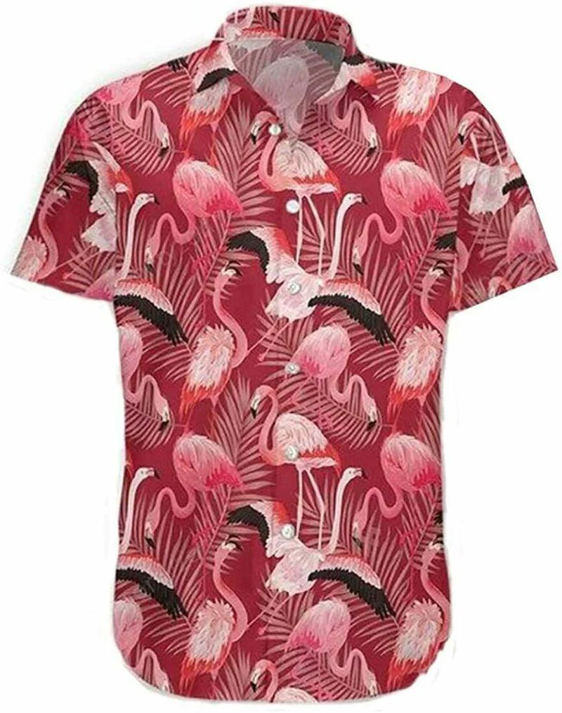 Flamingo Aloha Hawaiian Shirt - Flamingo Tropical Pattern Hawaiian Shirt, Tropical Leaf Hawaiian Shirt For Men & Women, Flamingo Lover