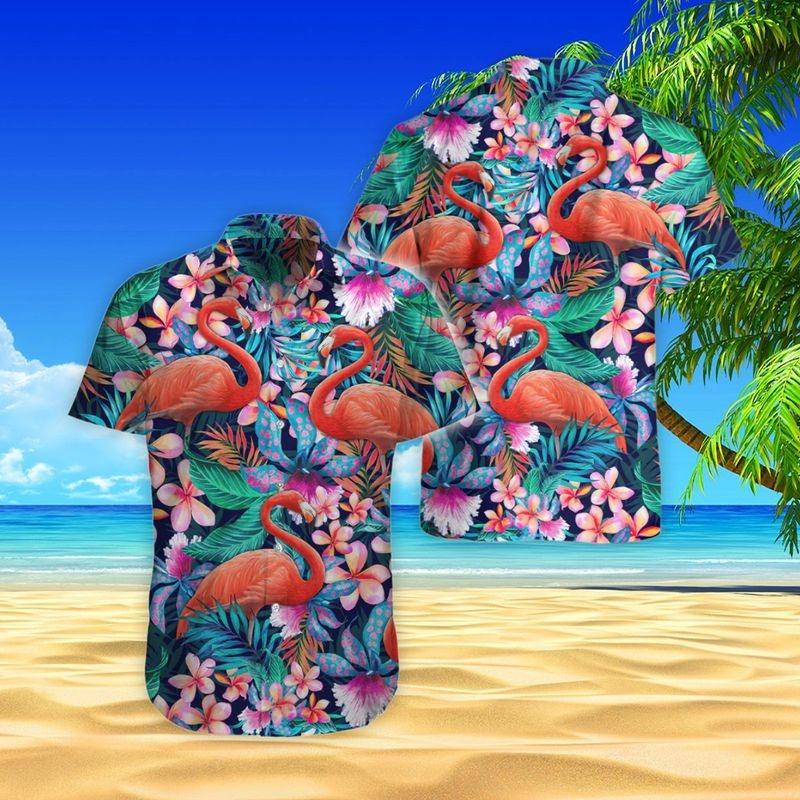 Flamingo Aloha Hawaiian Shirt - Tropical Flower Flamingo Hawaiian Shirt, Flamingo Beach Hawaiian Shirt For Men & Women, Flamingo Lover