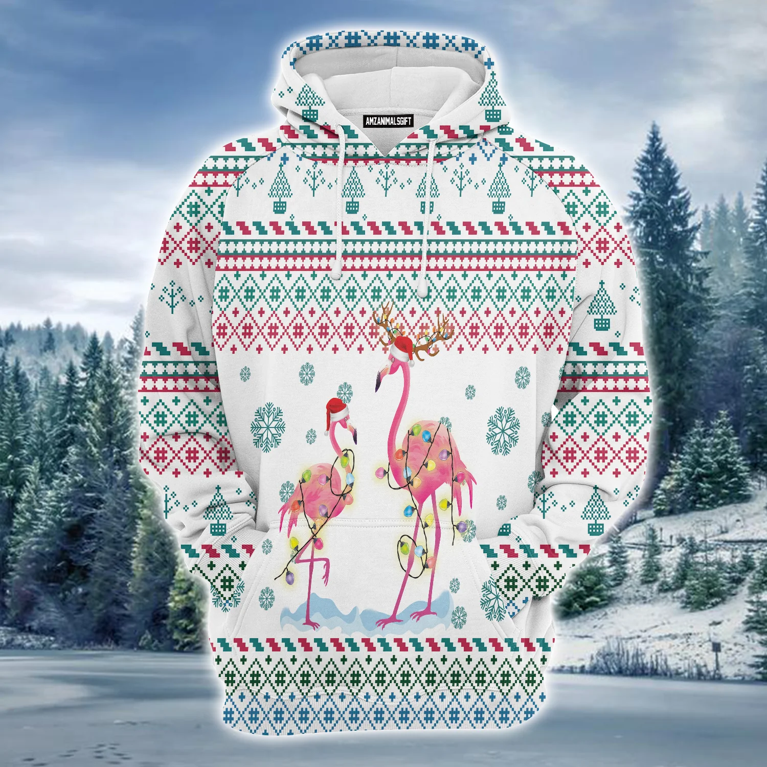 Flamingo Christmas Reunion Premium Christmas Hoodie, Funny Christmas Unisex Hoodie For Men & Women - Perfect Gift For Christmas, Friends, Family - Image 2