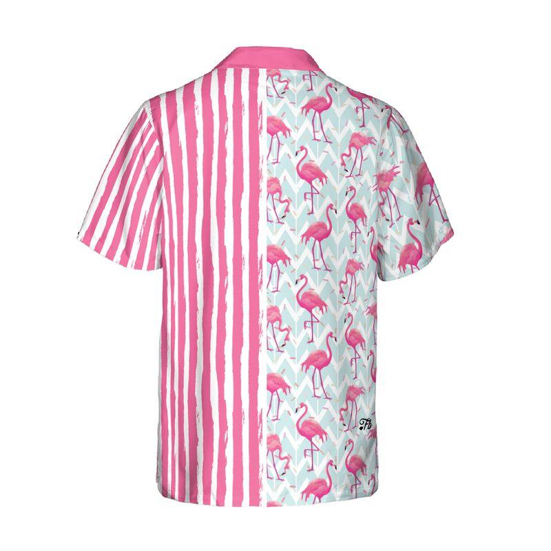 Flamingo Custom Name Aloha Hawaiian Shirts For Summer, Pink Plaid Personalized Hawaiian Set For Men Women, Gift For Friend, Family, Flamingo Lovers - Image 4