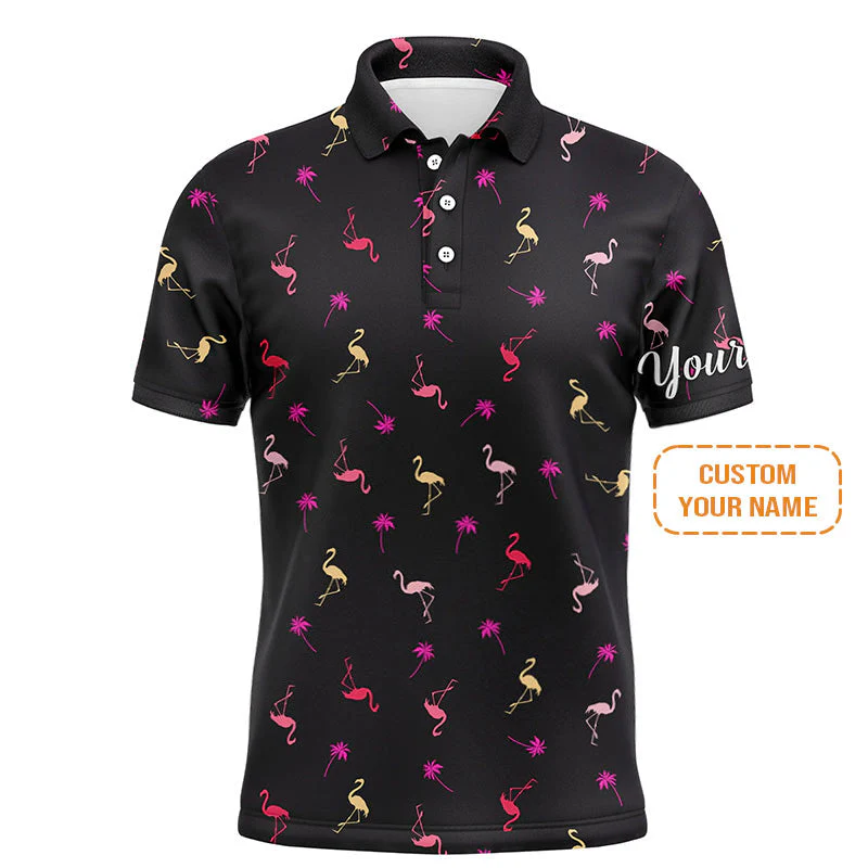 Flamingo Golf Hoodie - Custom Name Neon Pink Flamingos Palm Pattern Apparel Hoodie - Personalized Gift For Golf Lover, Team, Husband, Boyfriend, Men - Image 5