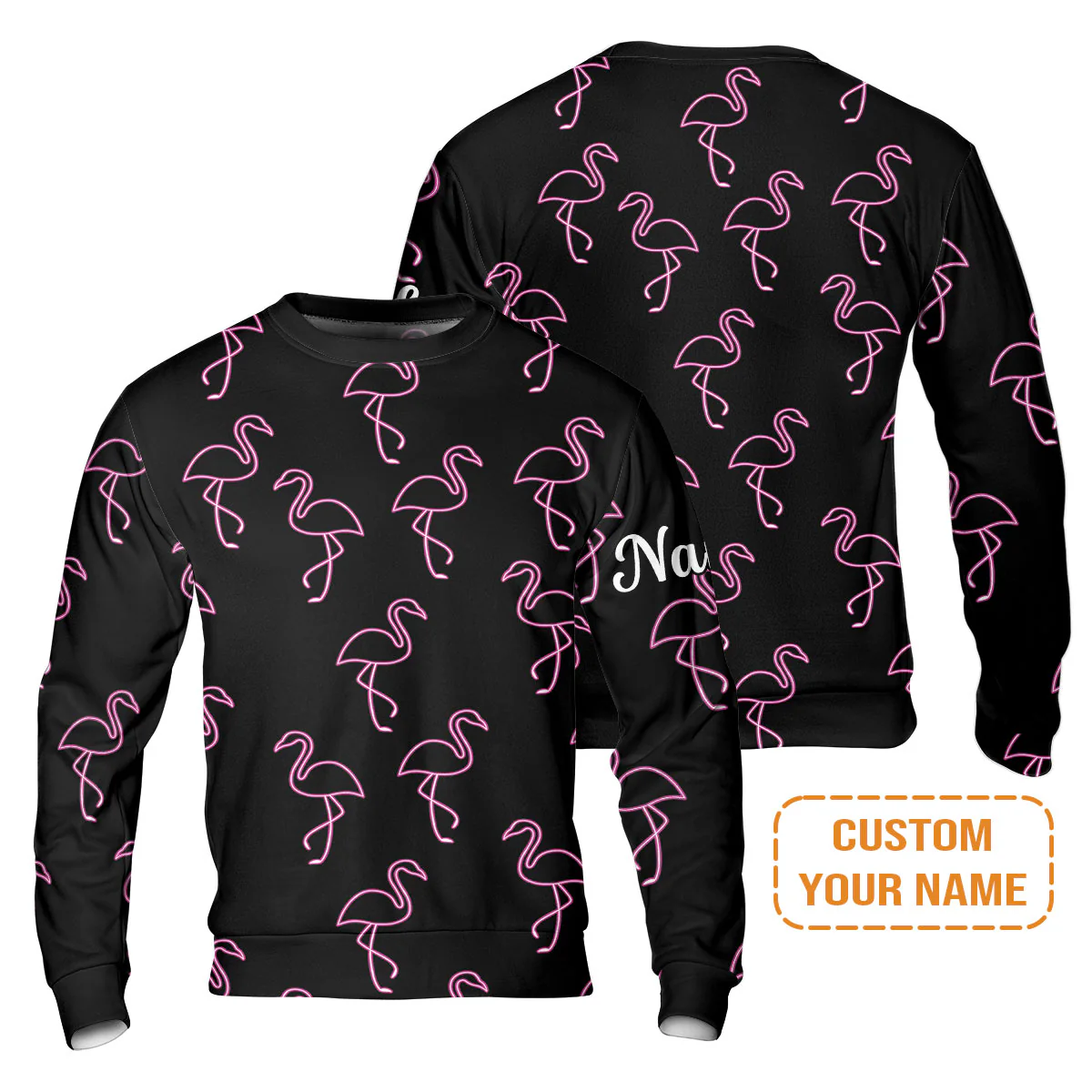 Flamingo Golf Men Polo Shirt - Custom Name Neon Pink Flamingos Pattern Apparel - Personalized Gift For Golf Lover, Team, Husband, Boyfriend, Men - Image 12